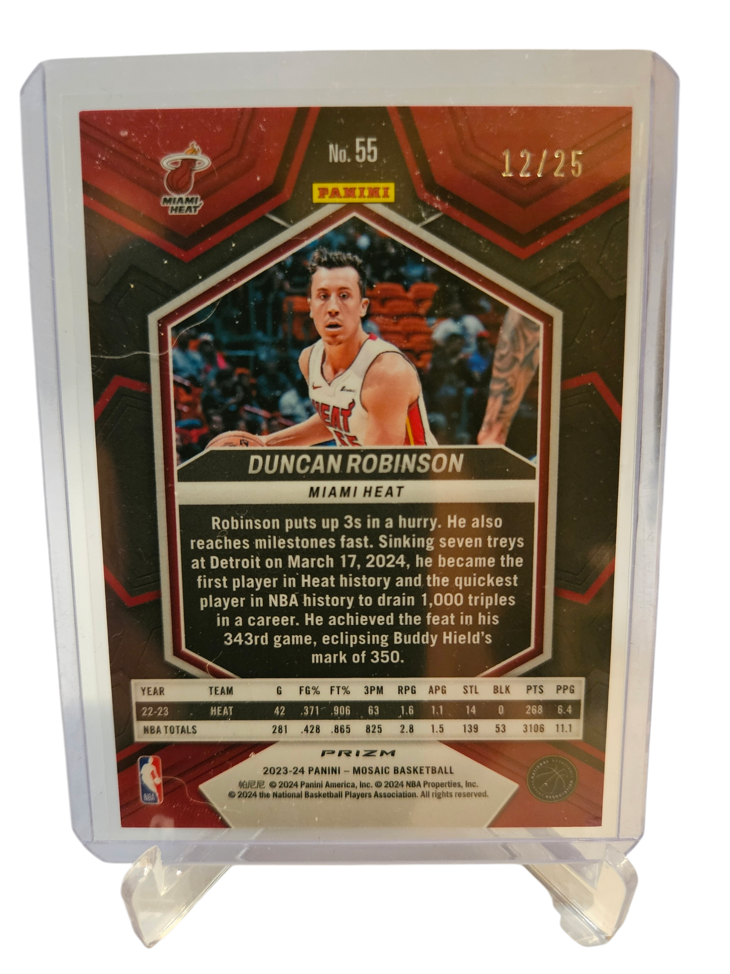 2023-24 Panini Mosaic International #55 Duncan Robinson Blue Scope Prizm 12/25