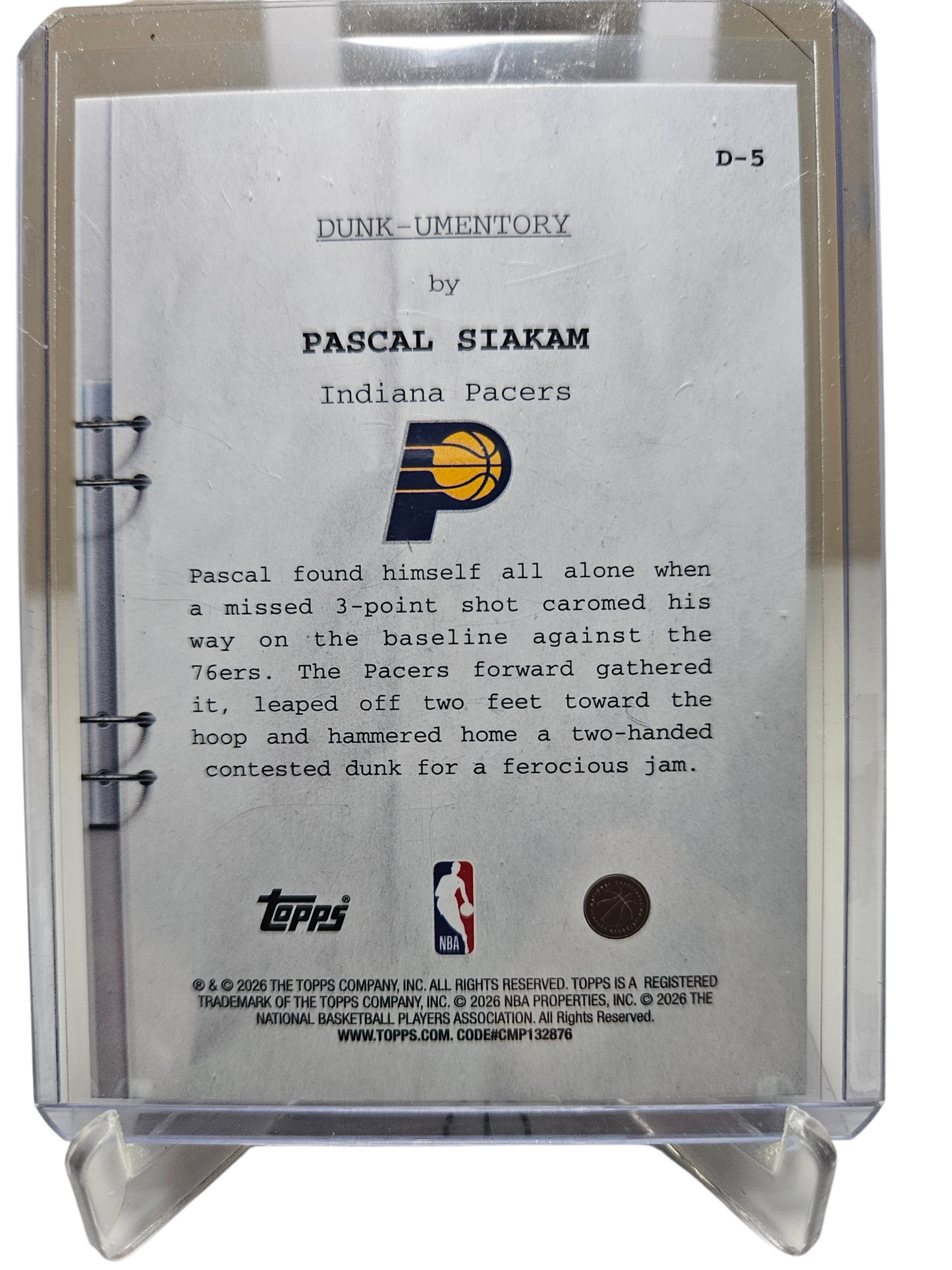 2025-26 Topps Hoops #D-5 Pascal Siakam Dunk-Umentory SP