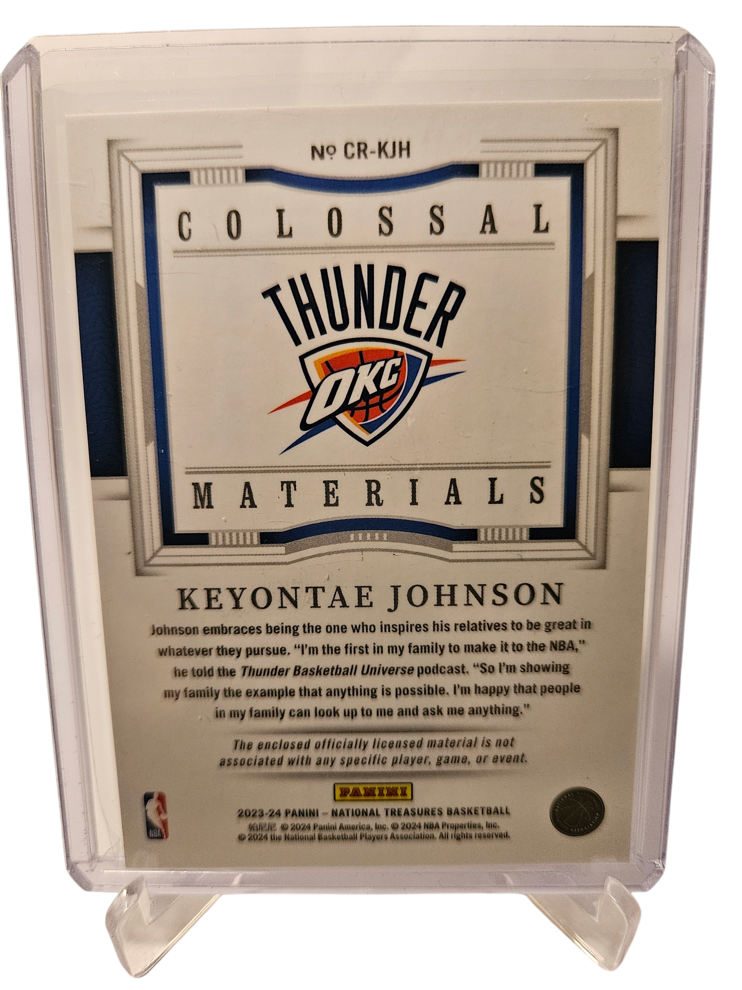 2023-24 Panini National Treasures #CR-KJH Keyonte Johnson Rookie Card Colossal Materials 07/99