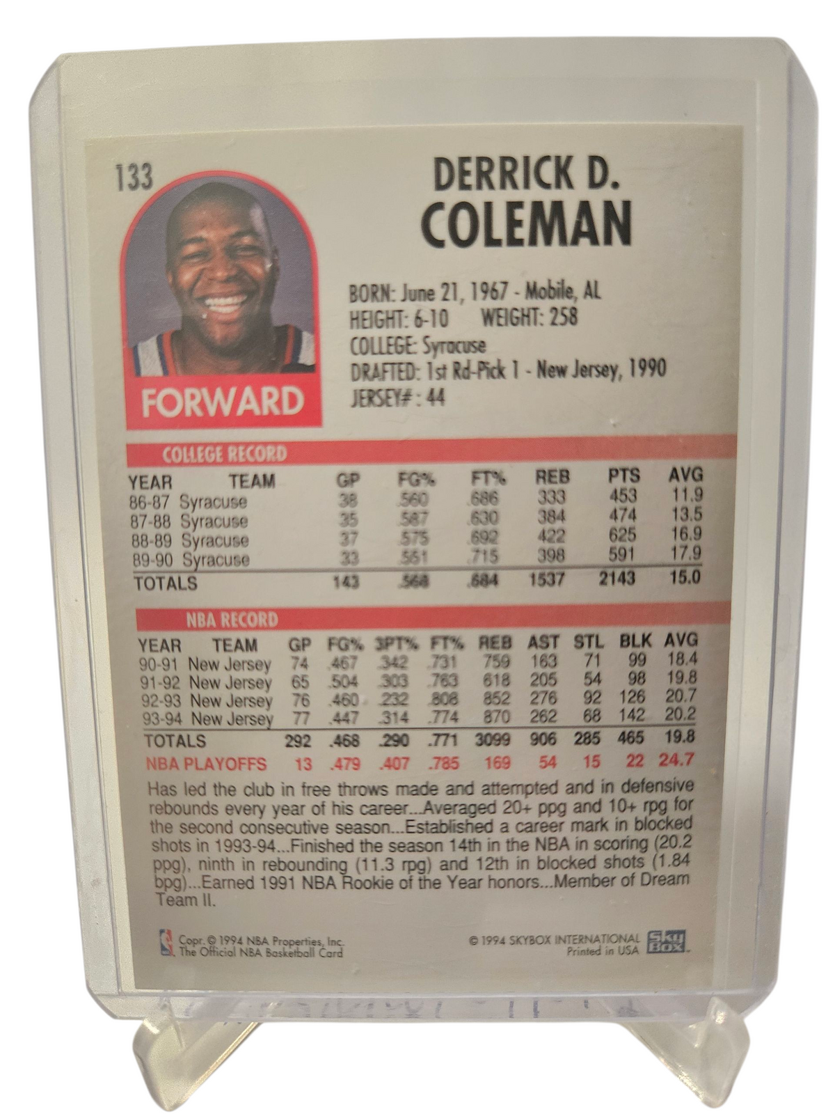 1994 Hoops #133 Derrick Coleman