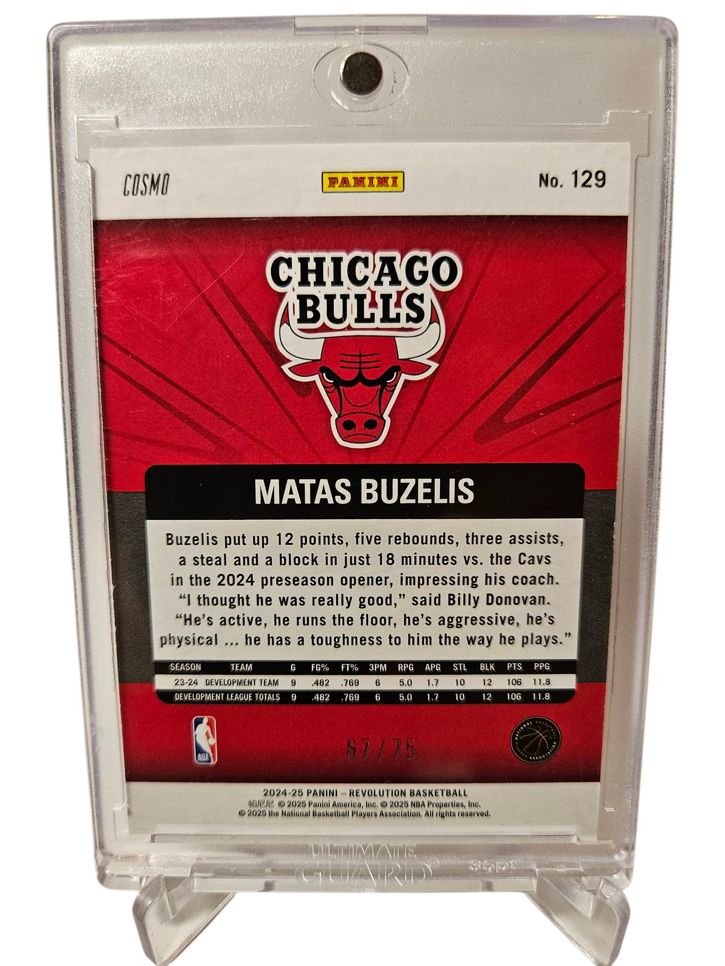 2024-25 Panini Revolution #129 Matas Buzelis Rookie Card Green Cosmo 67/75