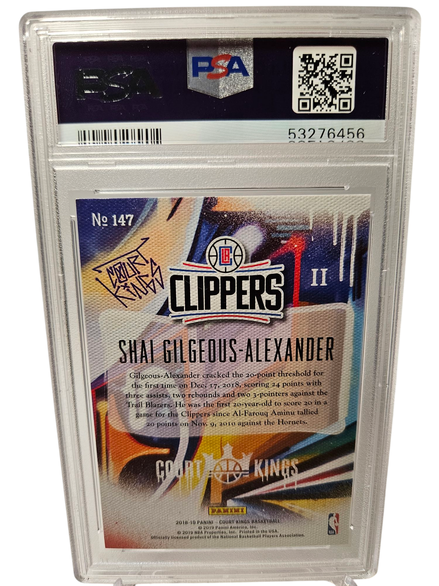 2018 Panini Court Kings #147 Shai Gilgeous Alexander Rookies II PSA9 Mint