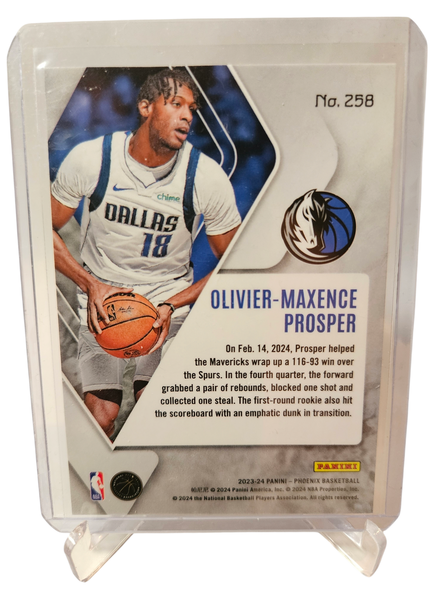 2023-24 Panini Phoenix #258 Oliver-Maxence Prosper Rookie Card