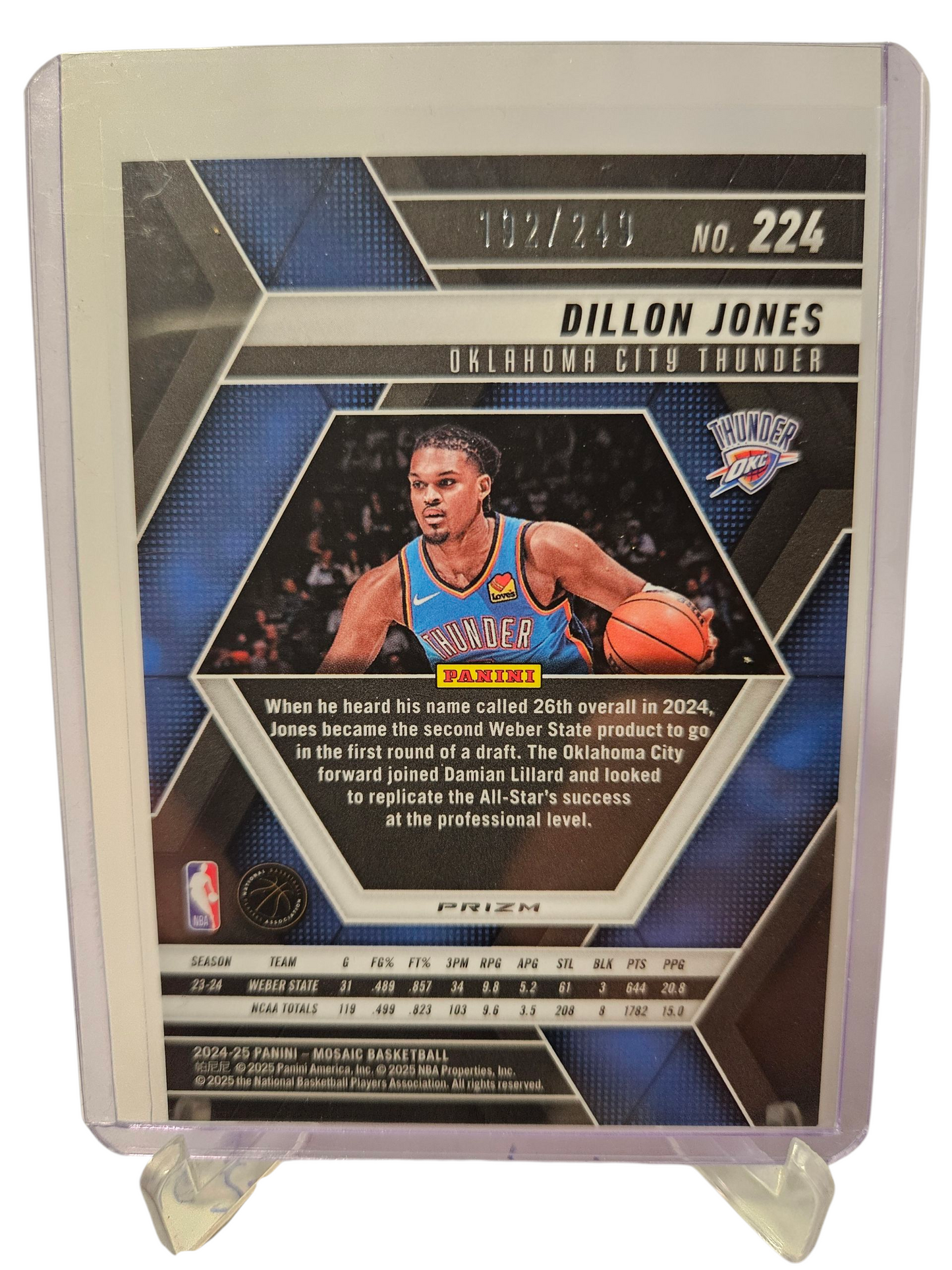 2024-25 Panini Mosaic #224 Dillon Jones Rookie Card Orange Mosaic Prizm 192/249