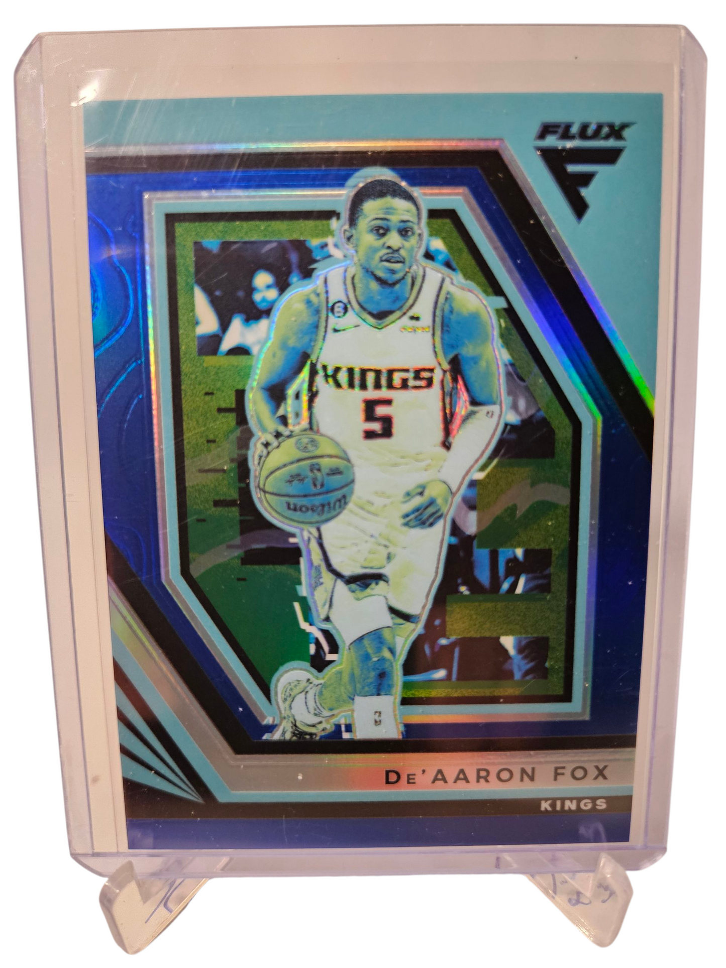 2022-23 Panini Flux #93 De'Aaron Fox Blue Prizm 48/99