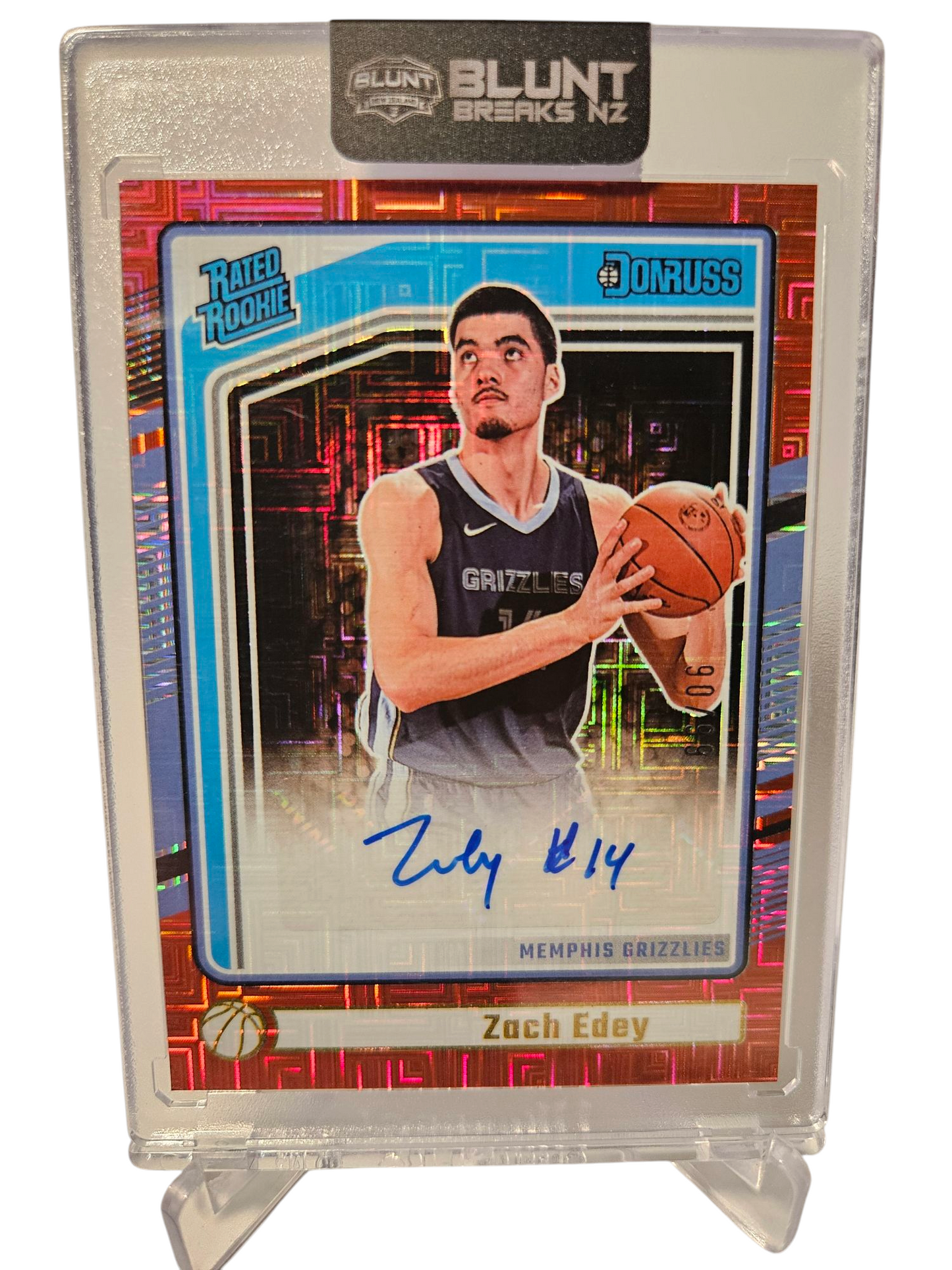 2024-25 Panini Donruss Choice #254 Zach Edey Rated Rookie Autograph Red Choice 90/99
