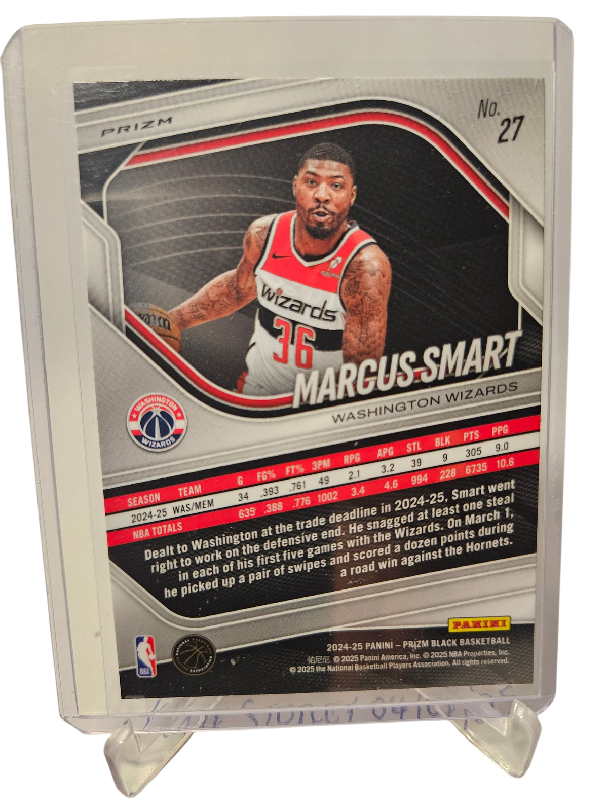 2024-25 Panini Prizm Black #27 Marcus Smart Red Wave Prizm