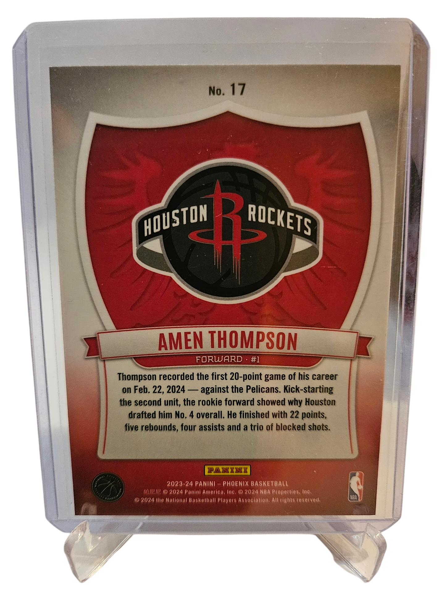 2023-24 Panini Phoenix #17 Amen Thompson Rookie Card Crusade Silver Holo