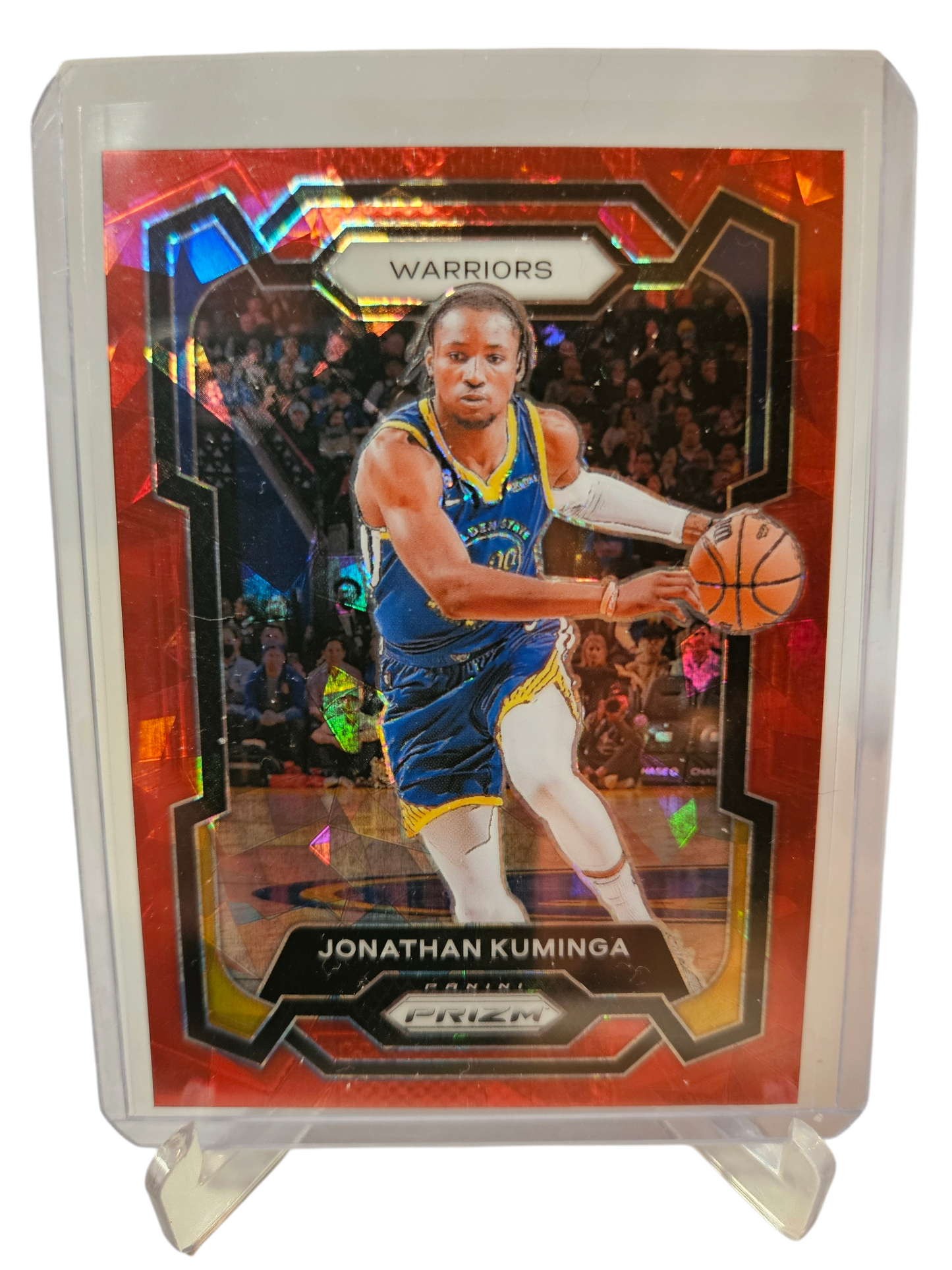 2023-24 Panini Prizm #48 Jonathan Kuminga Red Cracked Ice Prizm