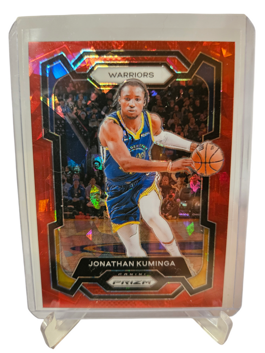 2023-24 Panini Prizm #48 Jonathan Kuminga Red Cracked Ice Prizm