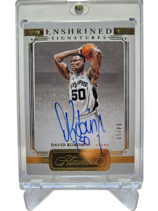 2020-21 Panini Flawless #ENS- ADM David Robinson Enshrined Signatures On Card Autograph Gold 04/10