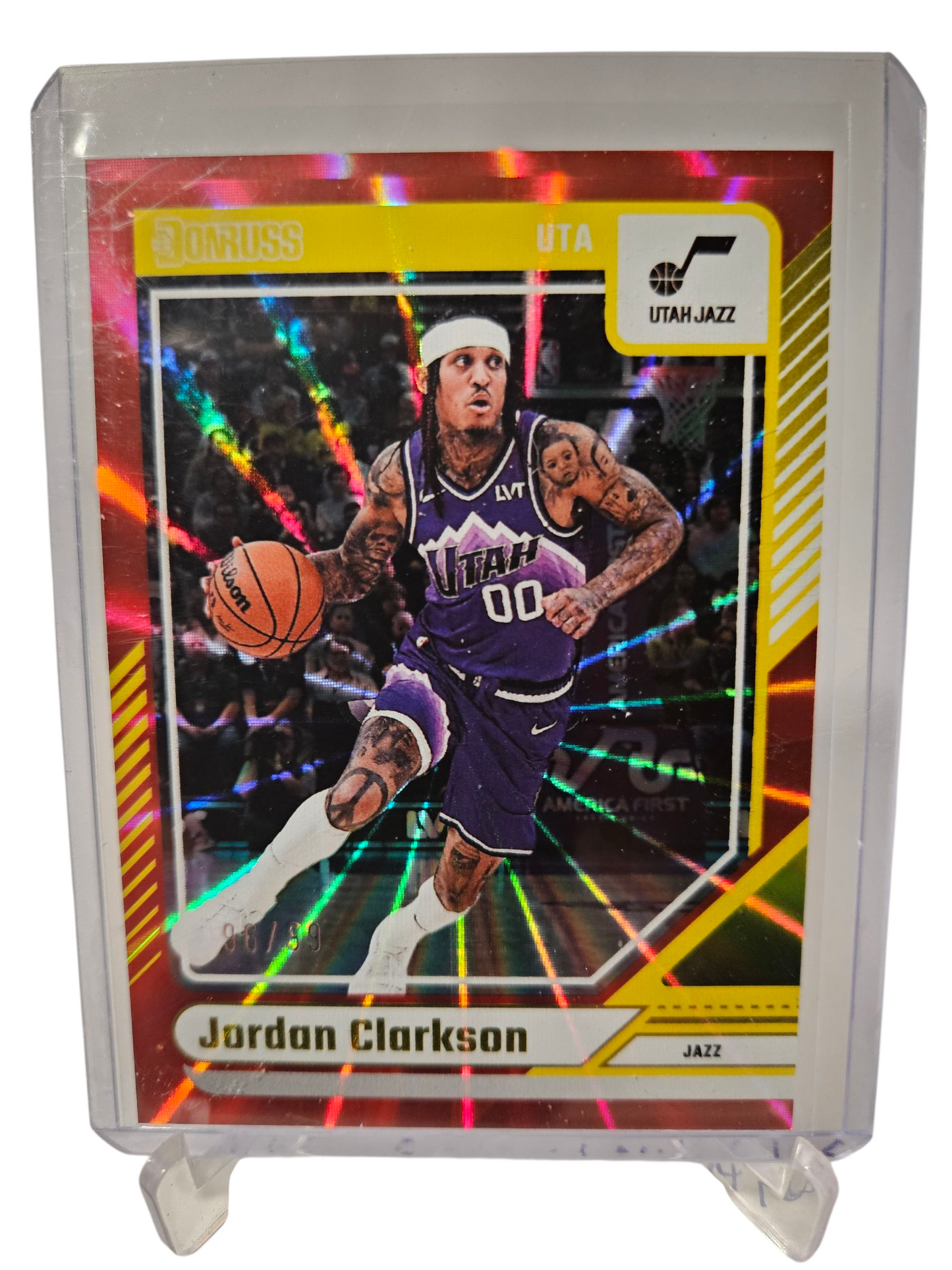 2024-25 Panini Donruss #147 Jordan Clarkson Red Laser Holo 96/99