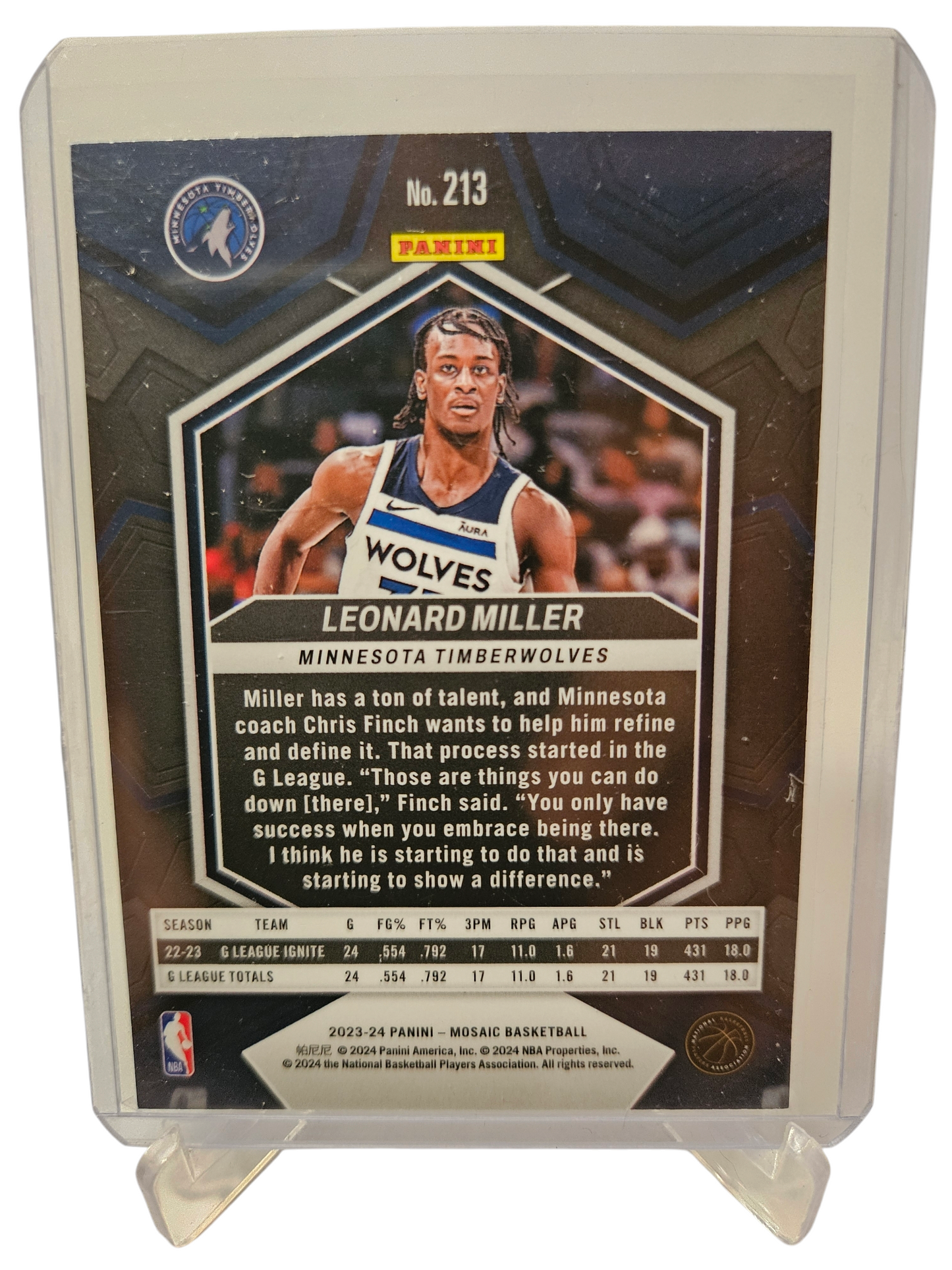 2023-24 Panini Mosaic #213 Leonard Miller Rookie Card