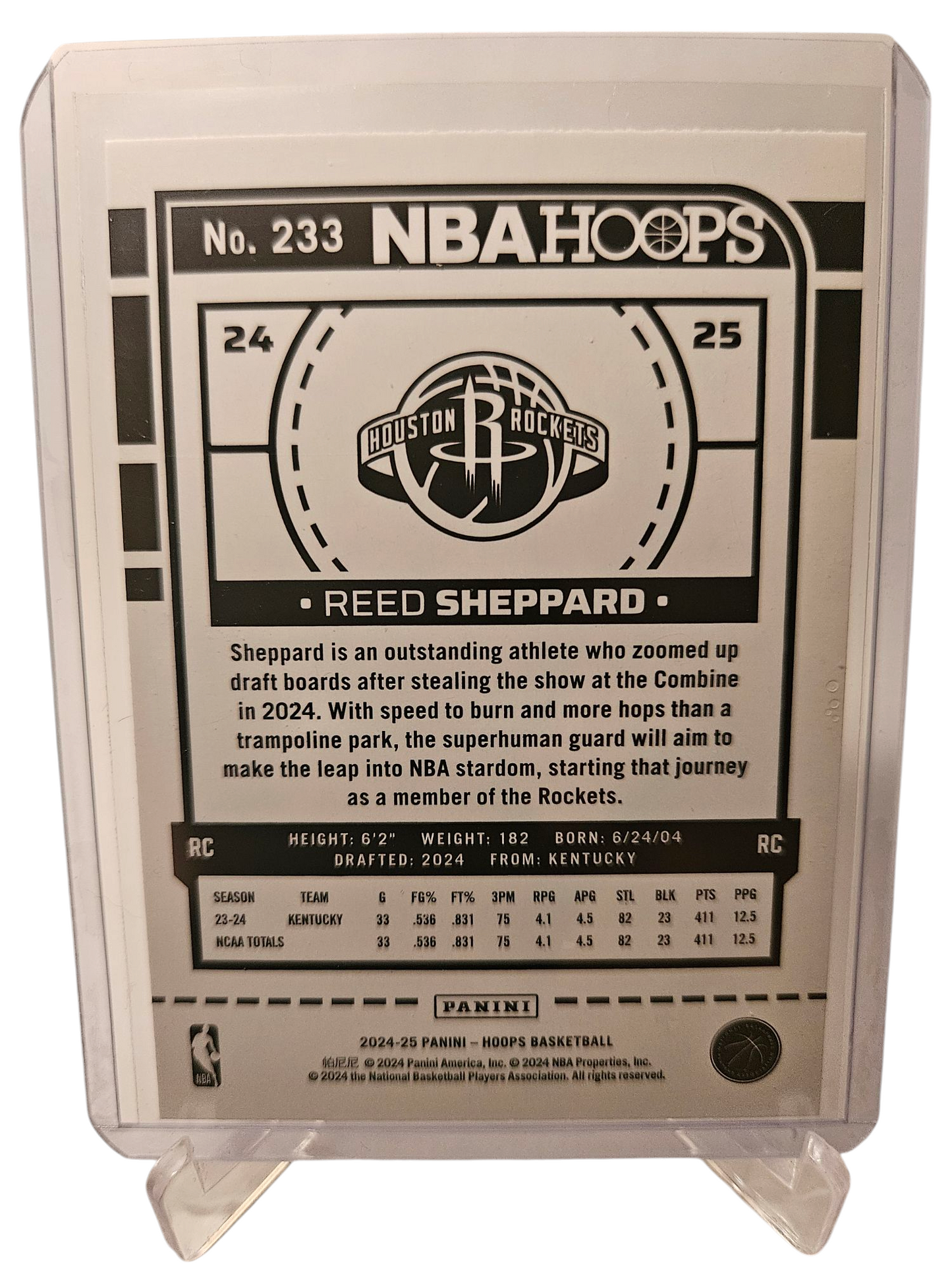 2024-25 Panini Hoops #233 Reed Sheppard Rookie Card