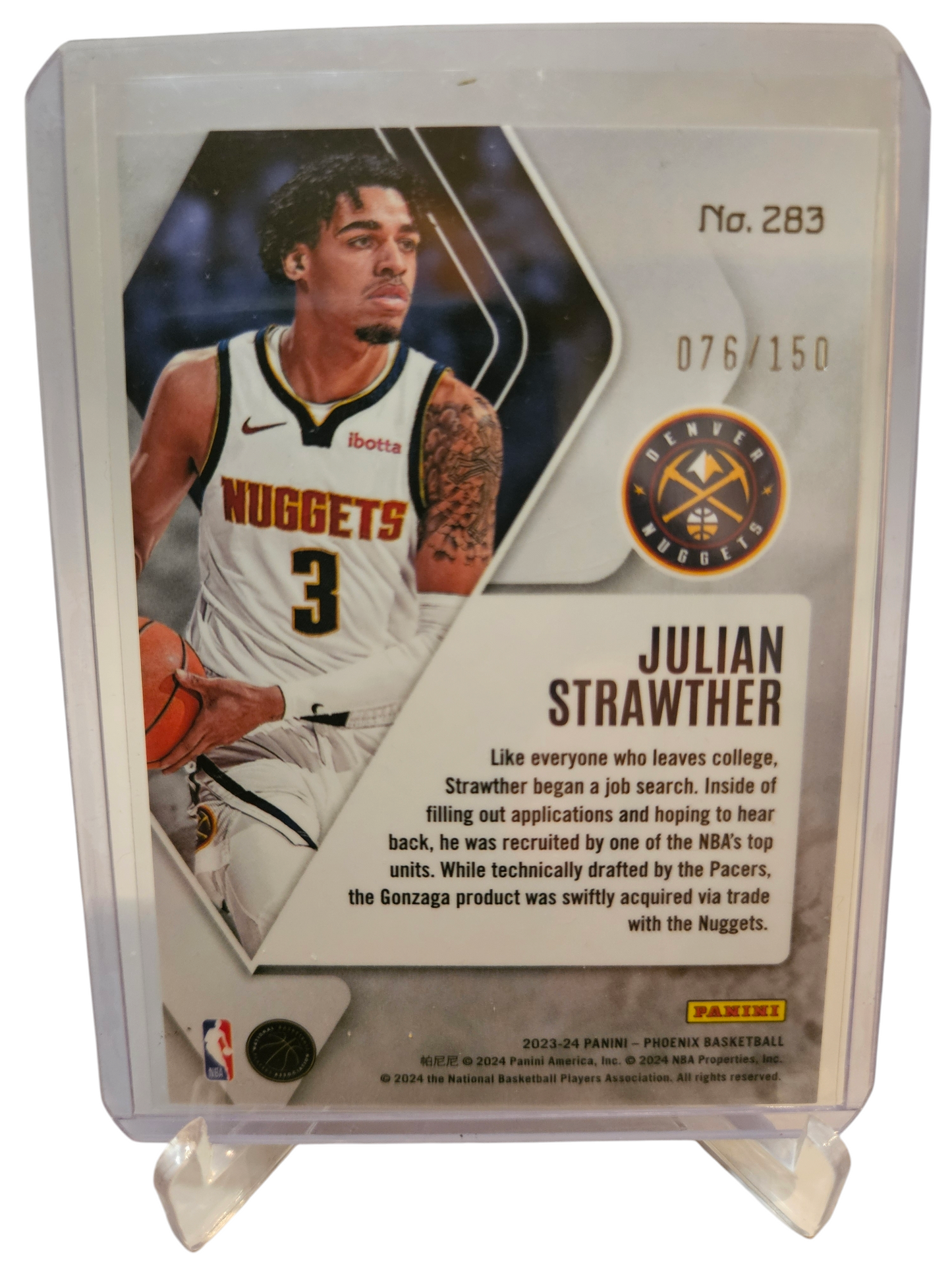 2023-24 Panini Phoenix #283 Julian Strawther Rookie Card Silver 075/150