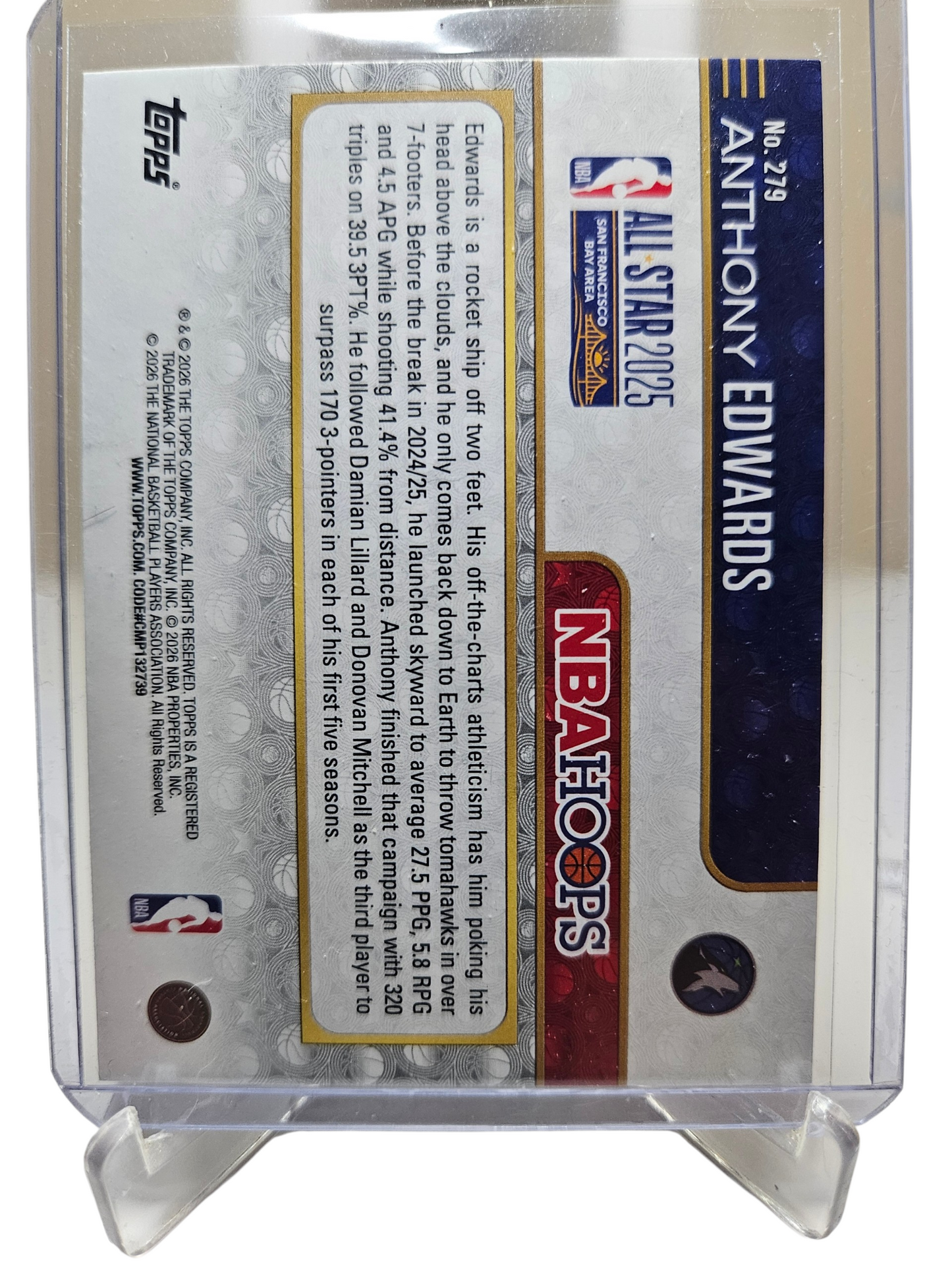 2025-26 Topps Hoops #279 Anthony Edwards 2025 All-Star