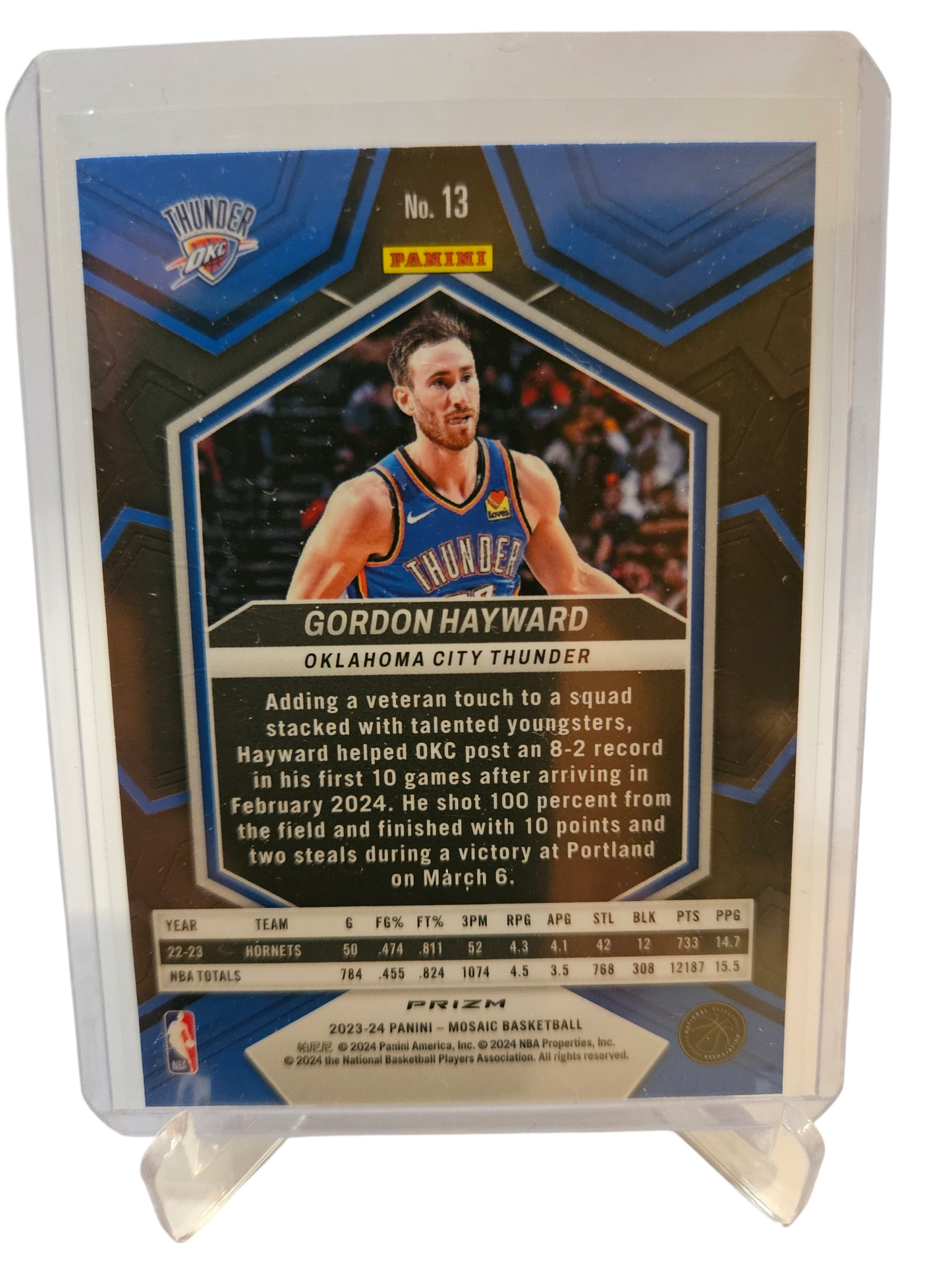 2023-24 Panini Mosaic #13 Gordon Hayward Mosaic Prizm