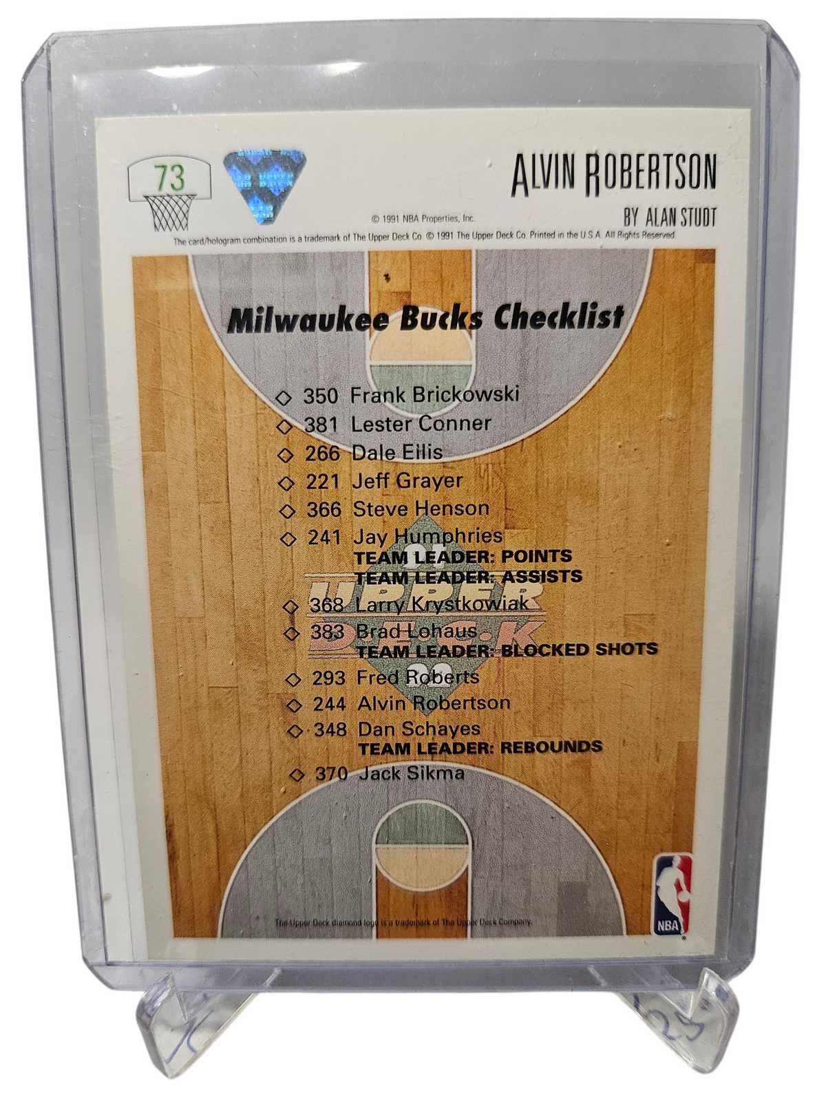 1991 Upper Deck #73 Alvin Robertson Bucks Checklist