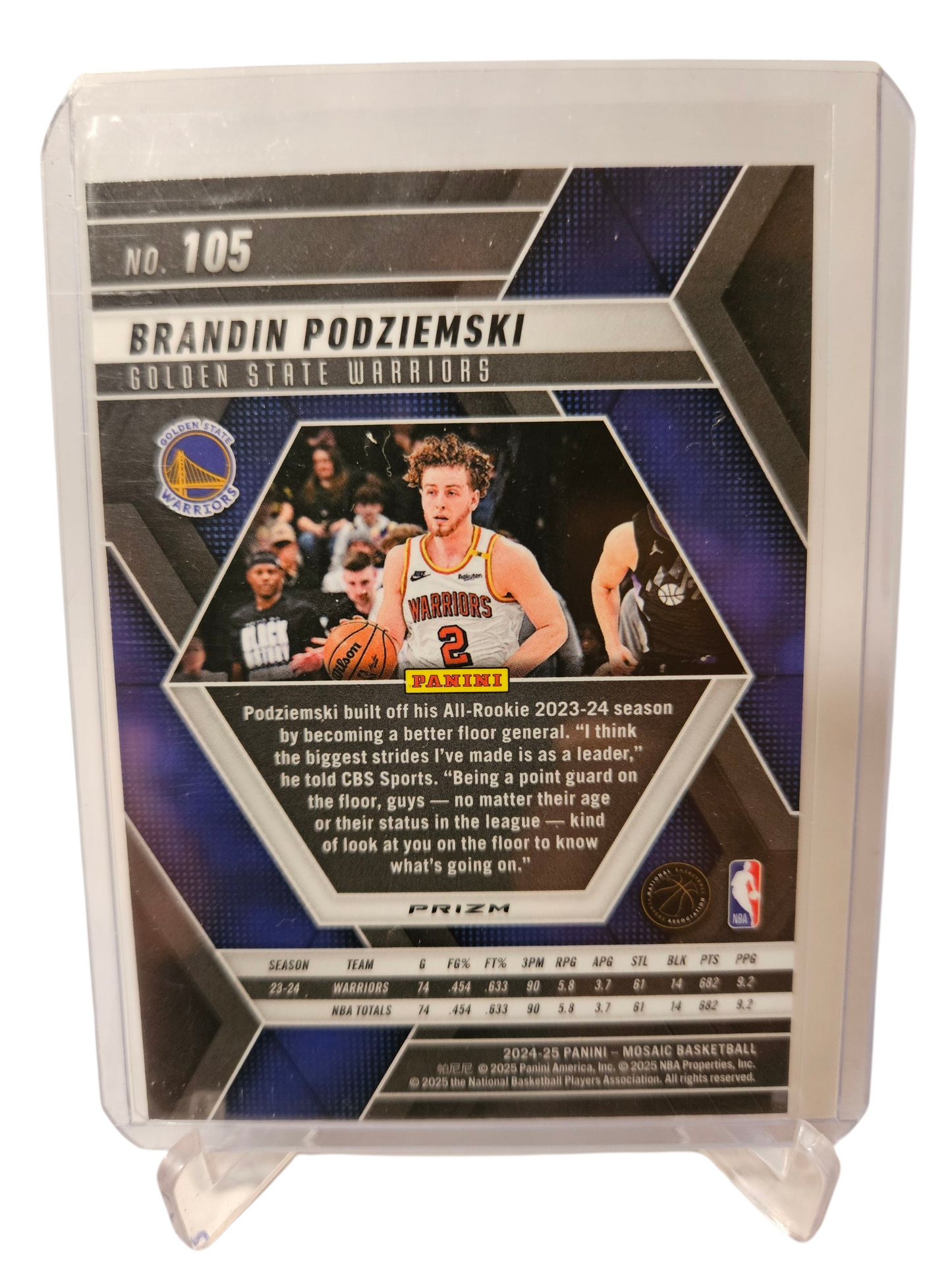 2024-25 Panini Mosaic #105 Brandin Podziemski Mosaic Prizm