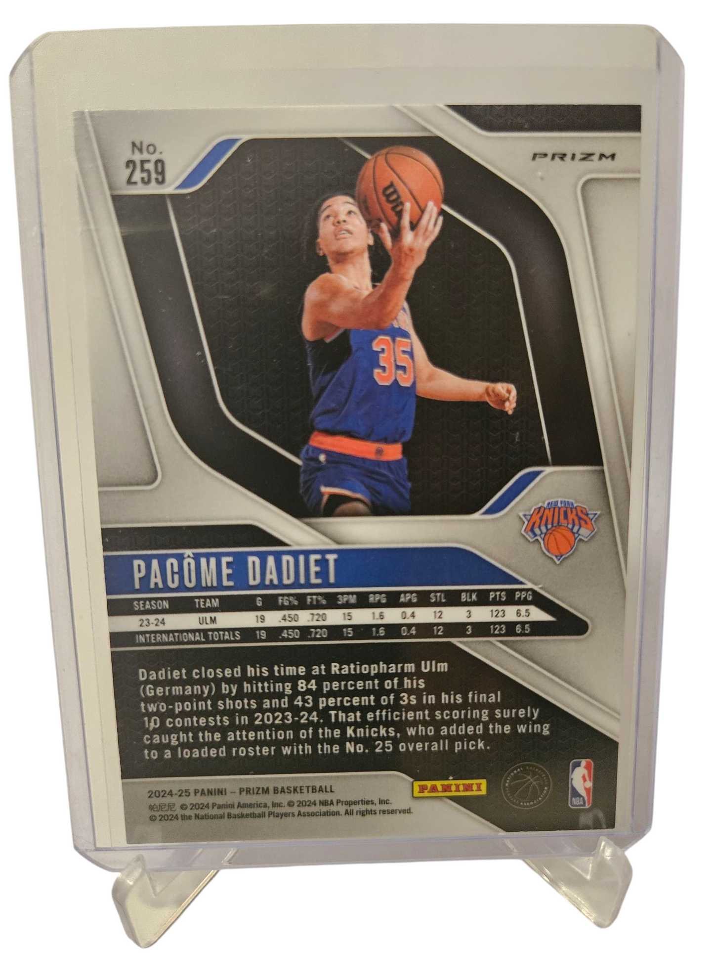 2024-25 Panini Prizm #259 Pacome Dadiet Rookie Card Scope Prizm