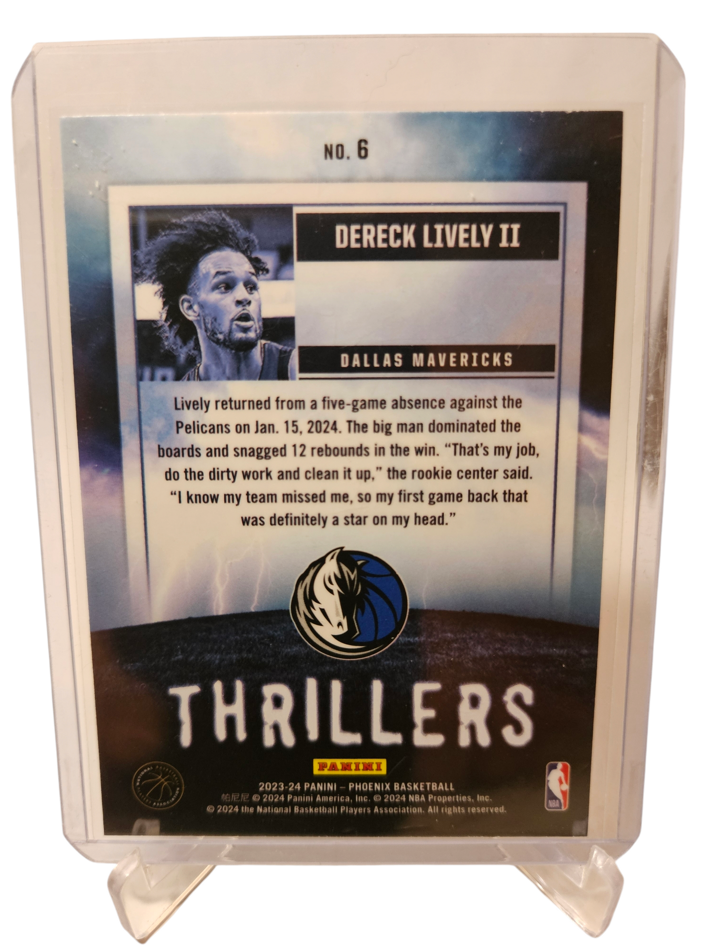 2023-24 Panini Phoenix #6 Dereck Lively II Rookie Card Thrillers