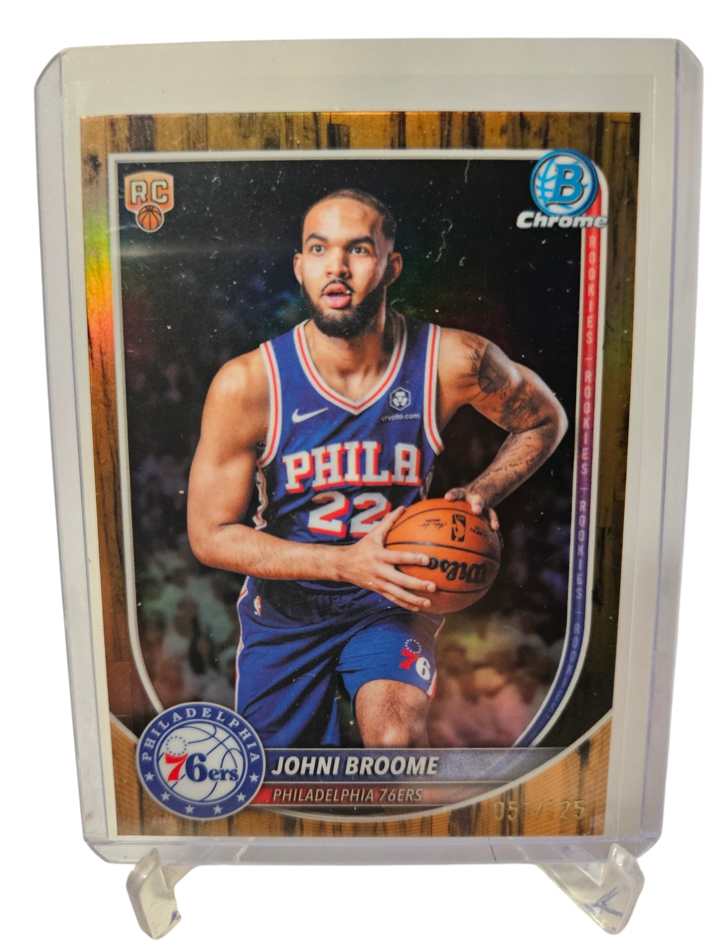 2025 Topps Bowman Chrome  #BCV-35 John Broome Rookie Card Reptilian Refractor 051/125