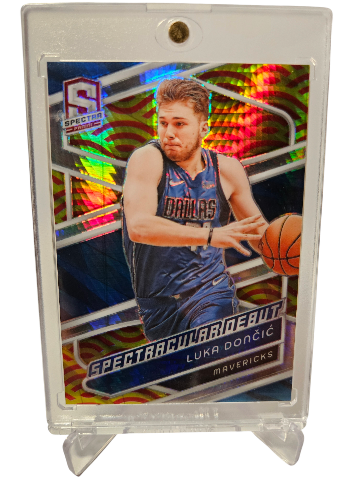 2023-24 Panini Spectra #190 Luka Doncic Spectracular Debut Red Yellow Hyper Prizm 36/49