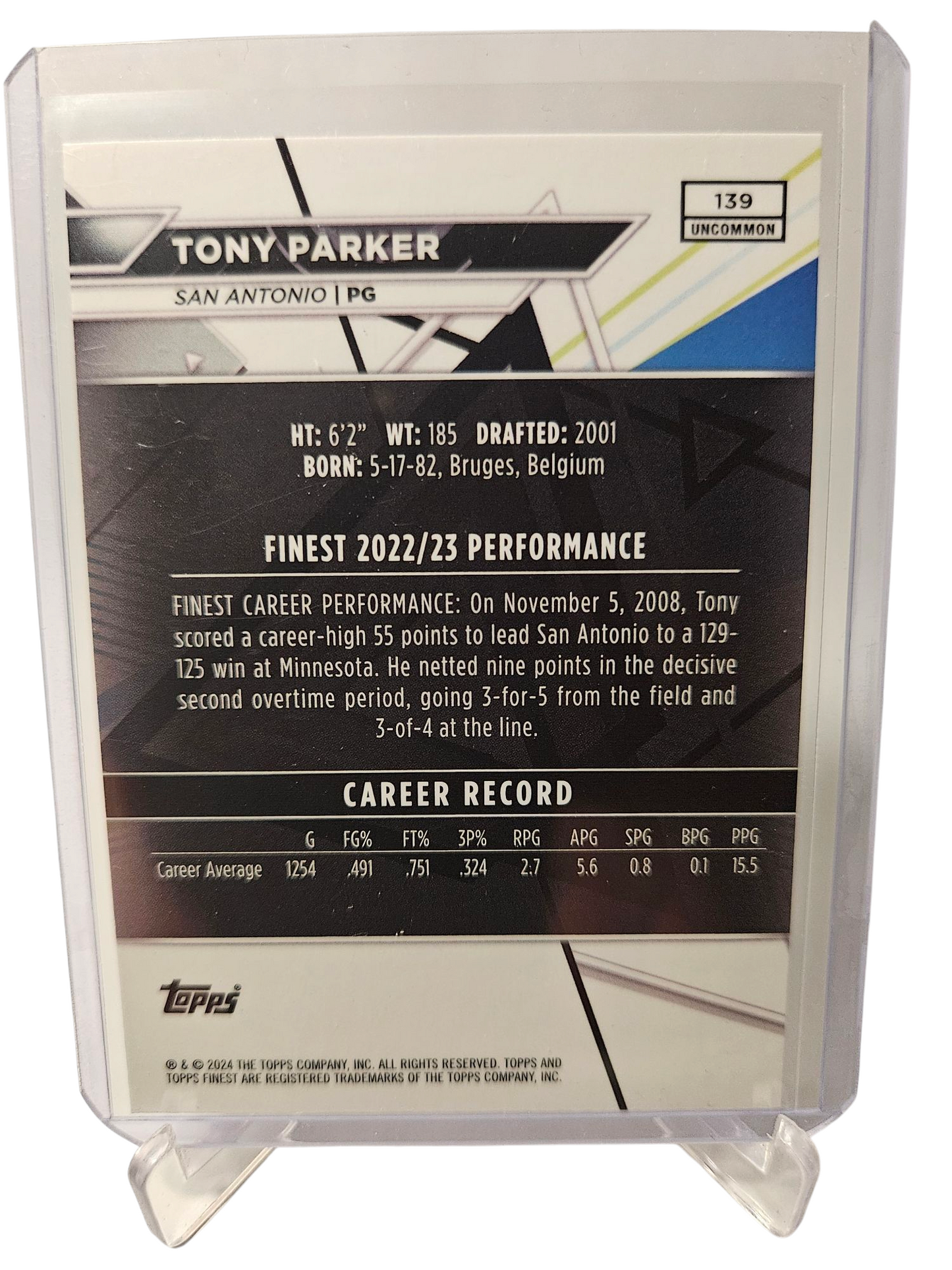 2023-24 Topps Finest #139 Tony Parker Checkerboard