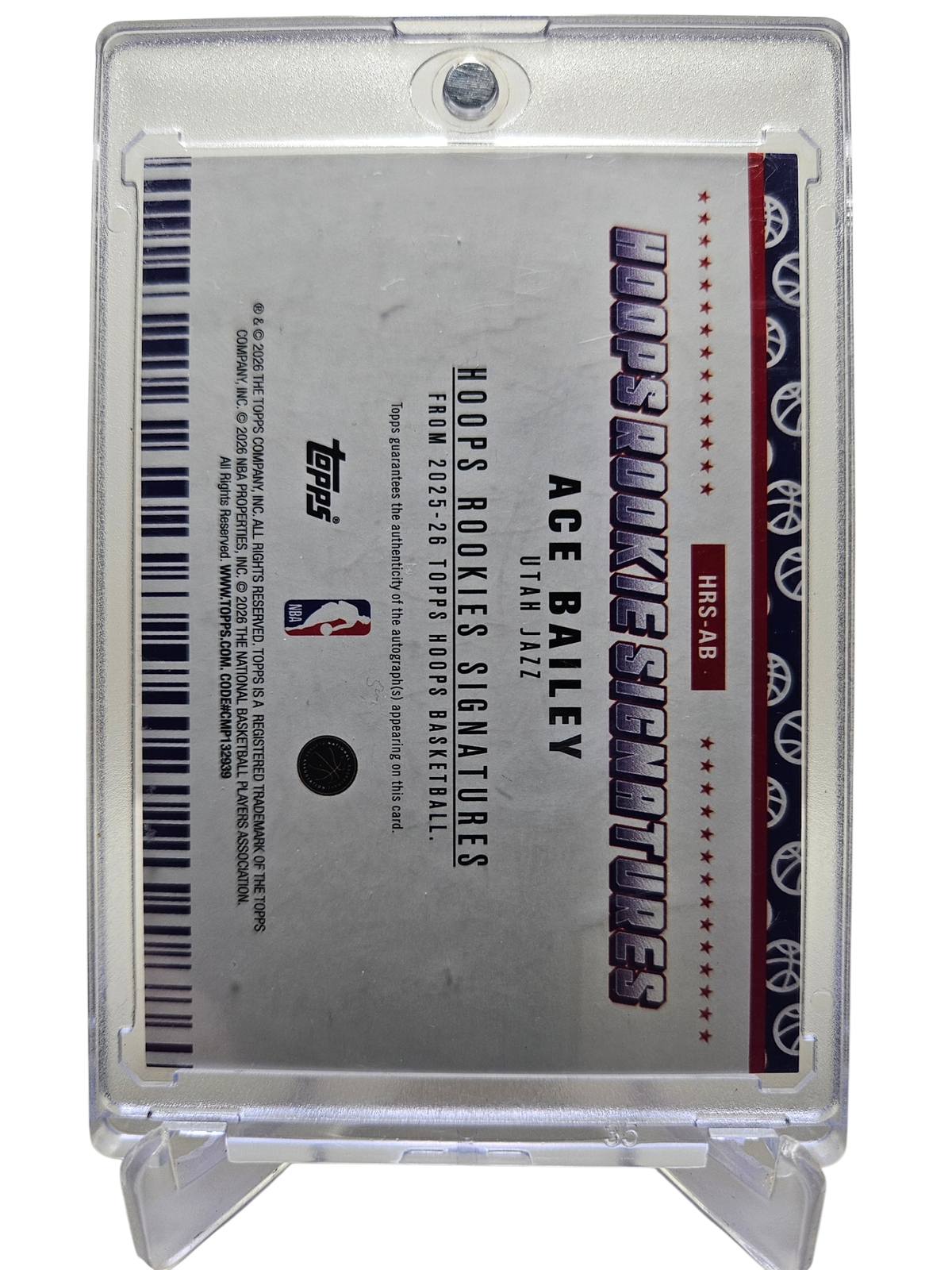 2025-26 Topps Hoops #HRS-AB Ace Bailey Hoops Rookie Signatures Autograph