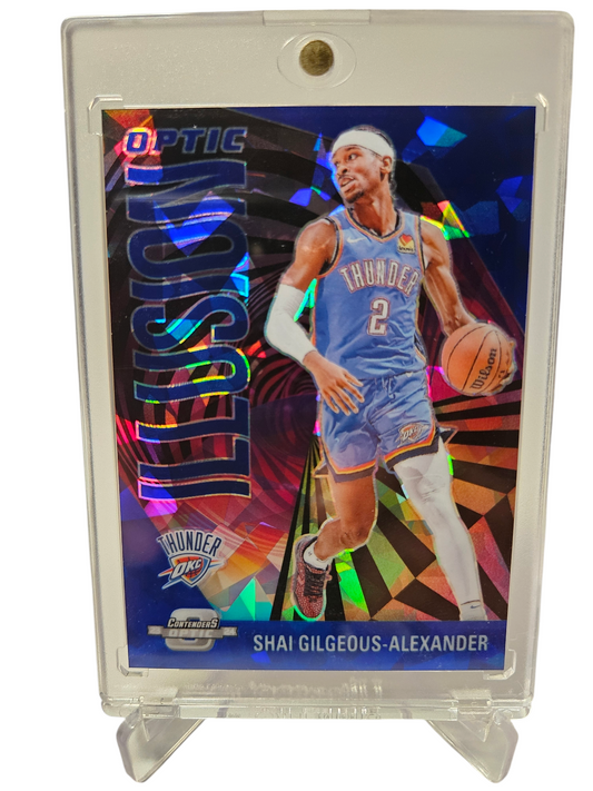 2023-24 Panini Contenders Optic #13 Shai Gilgeous-Alexander Optic Illusion Cracked Ice Prizm 26/75