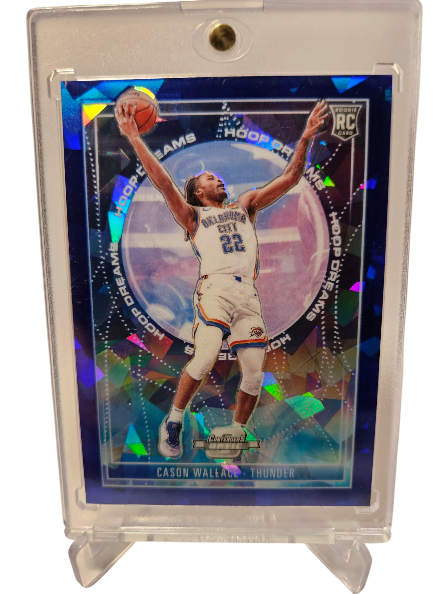 2023-24 Panini Contenders Optic #23 Cason Wallace Rookie Card Hoops Dreams Blue Cracked Ice Prizm 72/75