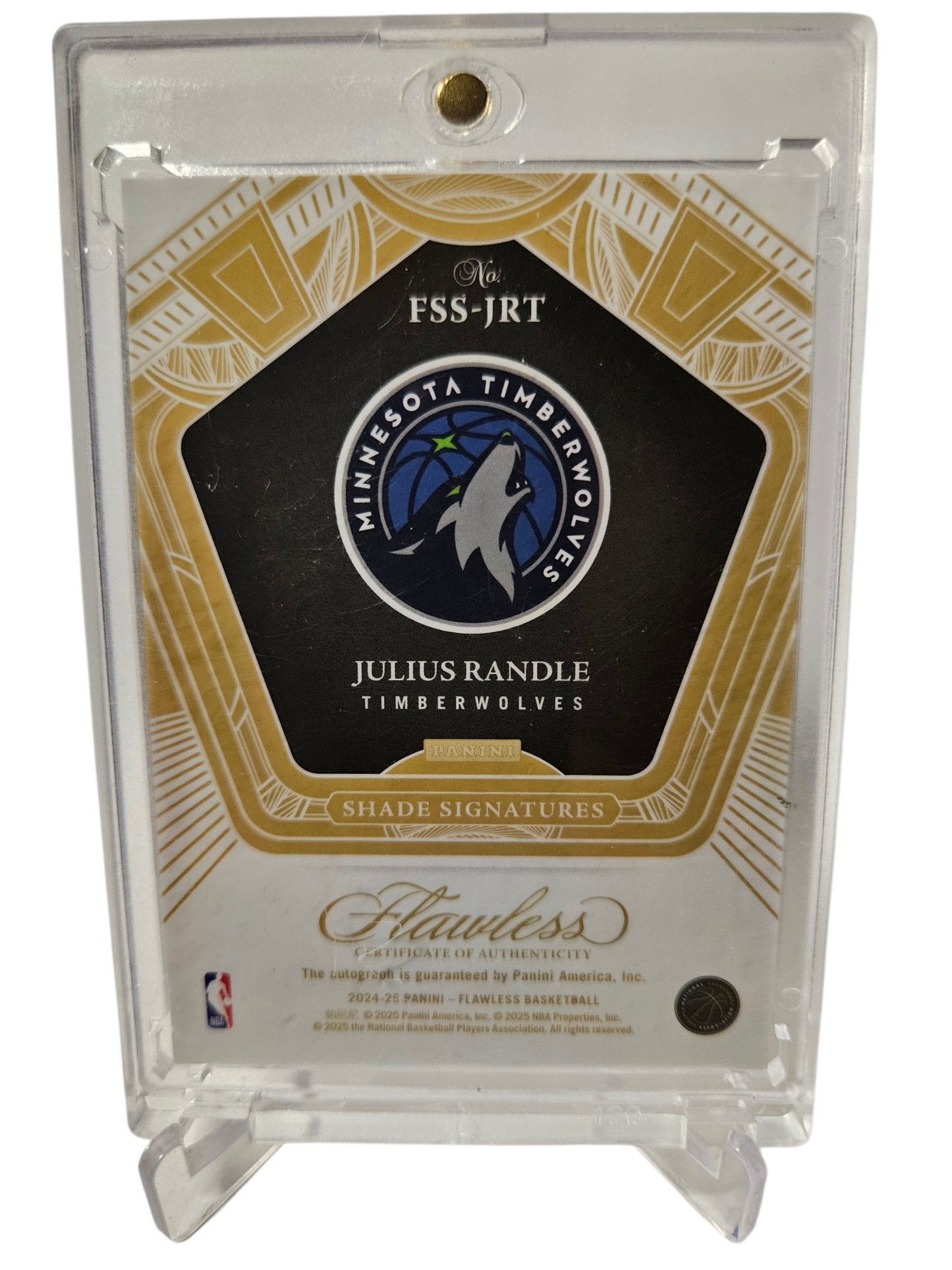 2024-25 Panini Flawless #FSS-JRT Julius Randle Flawless Shade Signatures On Card Autograph Gold 03/10