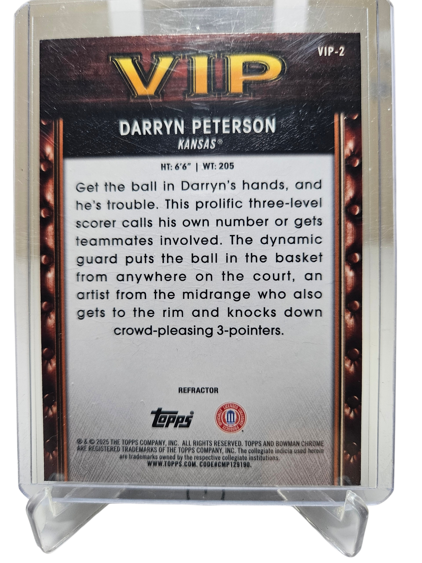 2025-26 Topps Bowman Chrome #VIP-2 Darryn Peterson VIP No2 Draft Pick Refractor