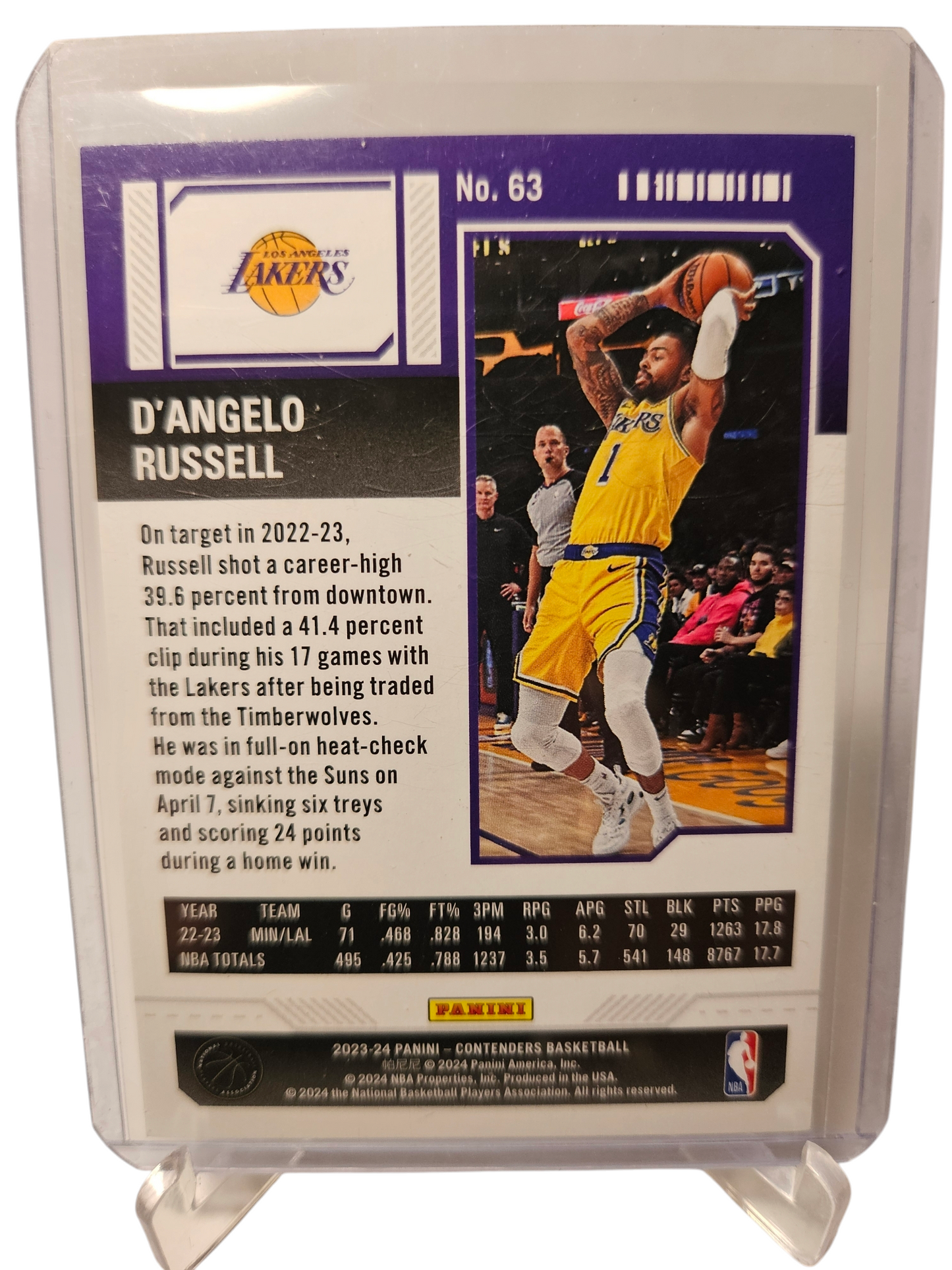 2023-24 Panini Contenders #63 D'Angelo Russell The Finals Ticket Silver Holo 05/49