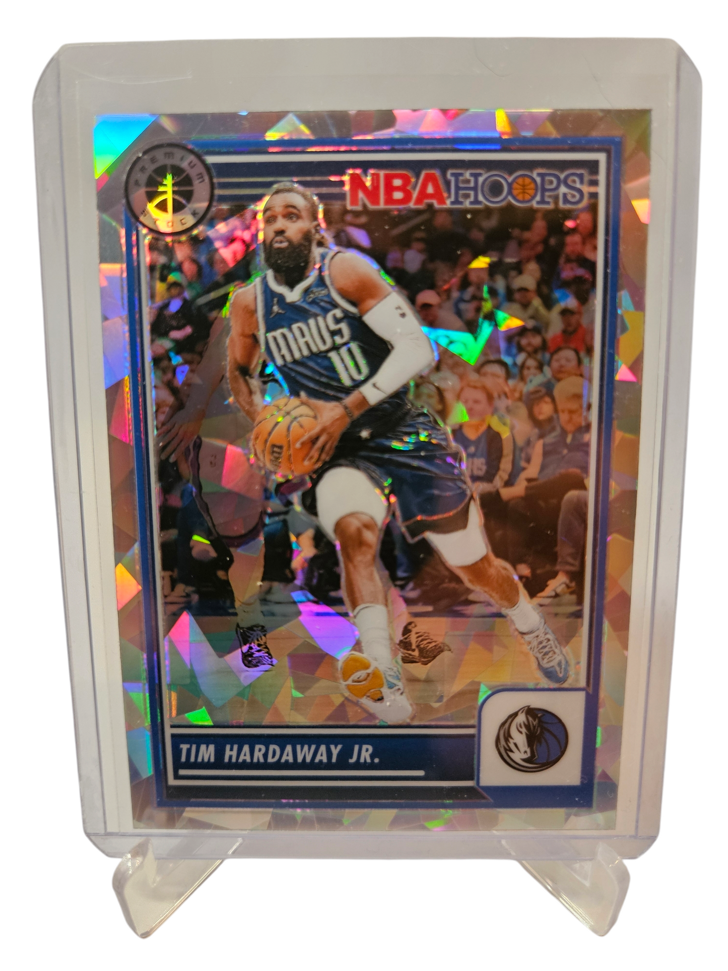 2023-24 Panini Hoops Premium Stock #136 Tim Hardaway JR Silver Holo Cracked Ice Prizm