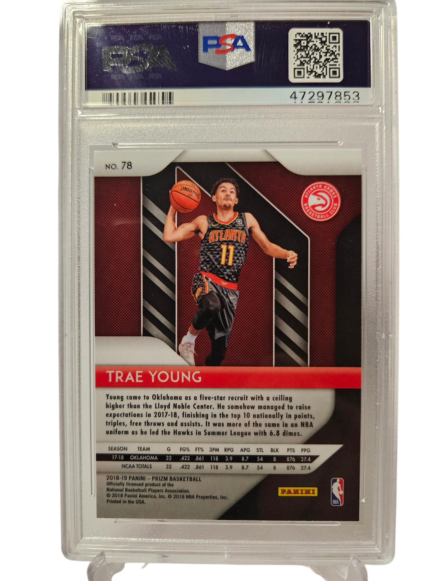 2018-19 Panini Prizm #78 Trae Young Rookie Card PSA 10