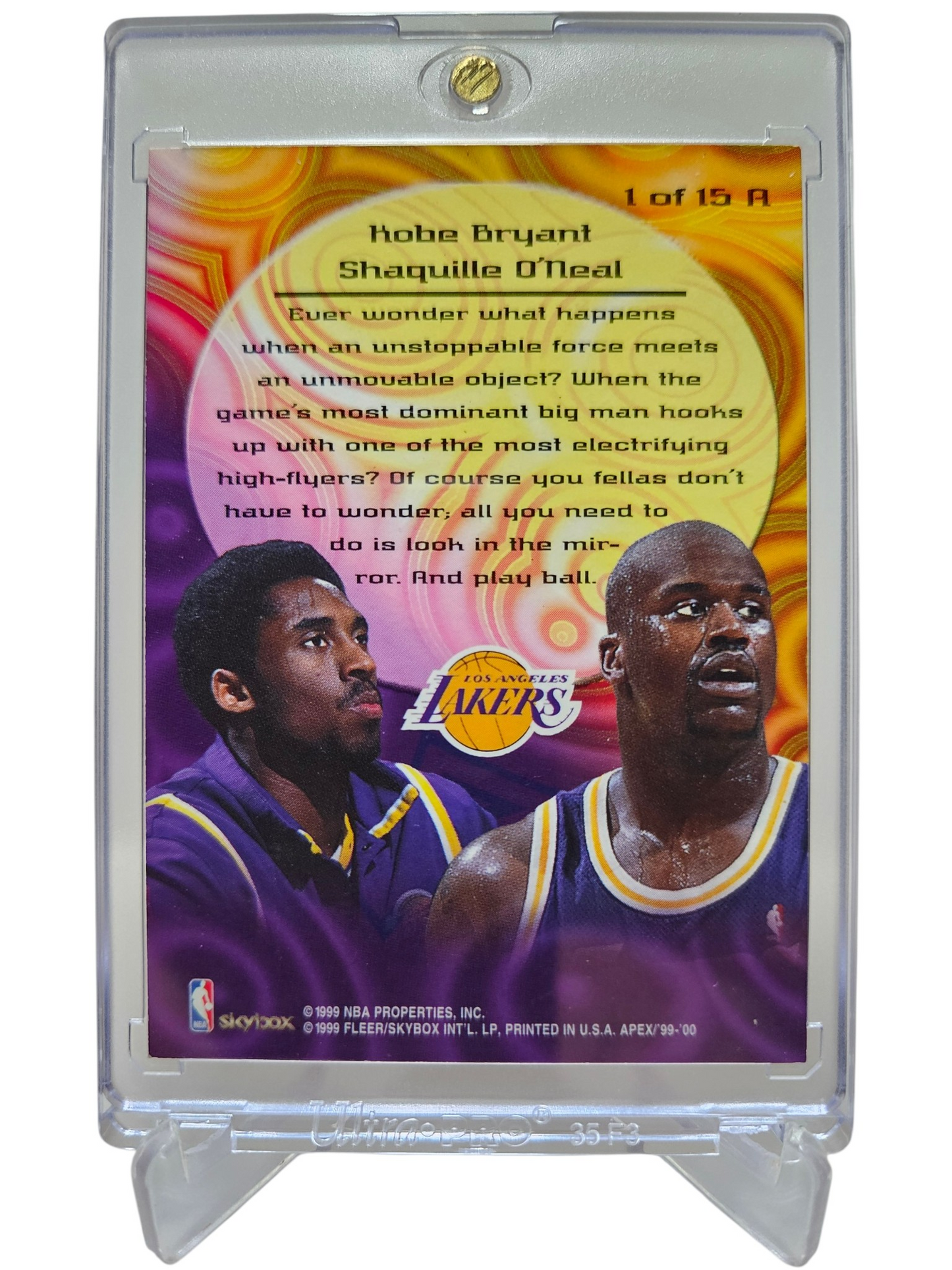 1999 Skybox Apex #1 of 15 A Kobe Bryant/Shaquille Oneal Allies