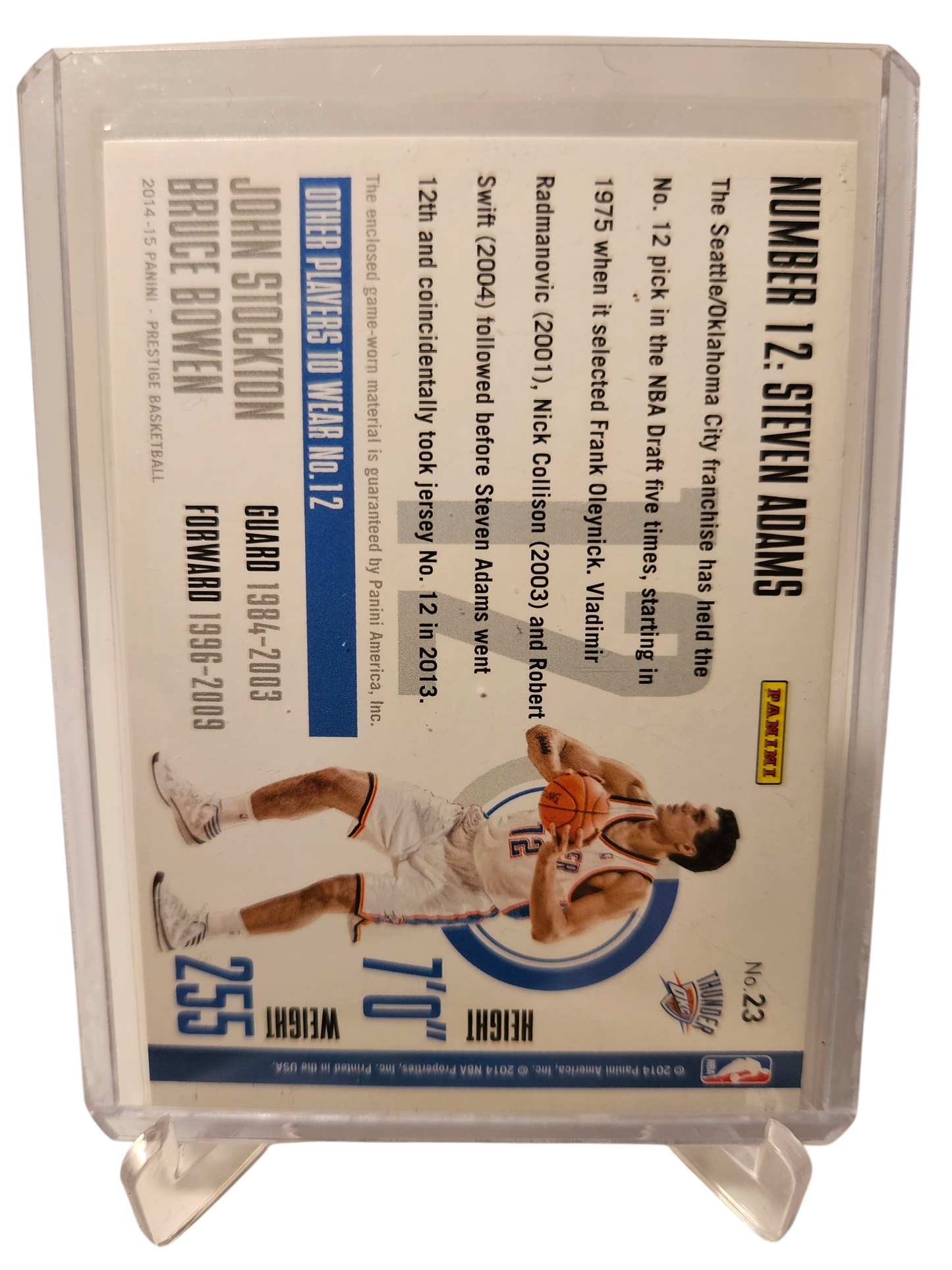 2014-15 Panini Prestige #23 Steven Adams Game Worn Patch 92/99