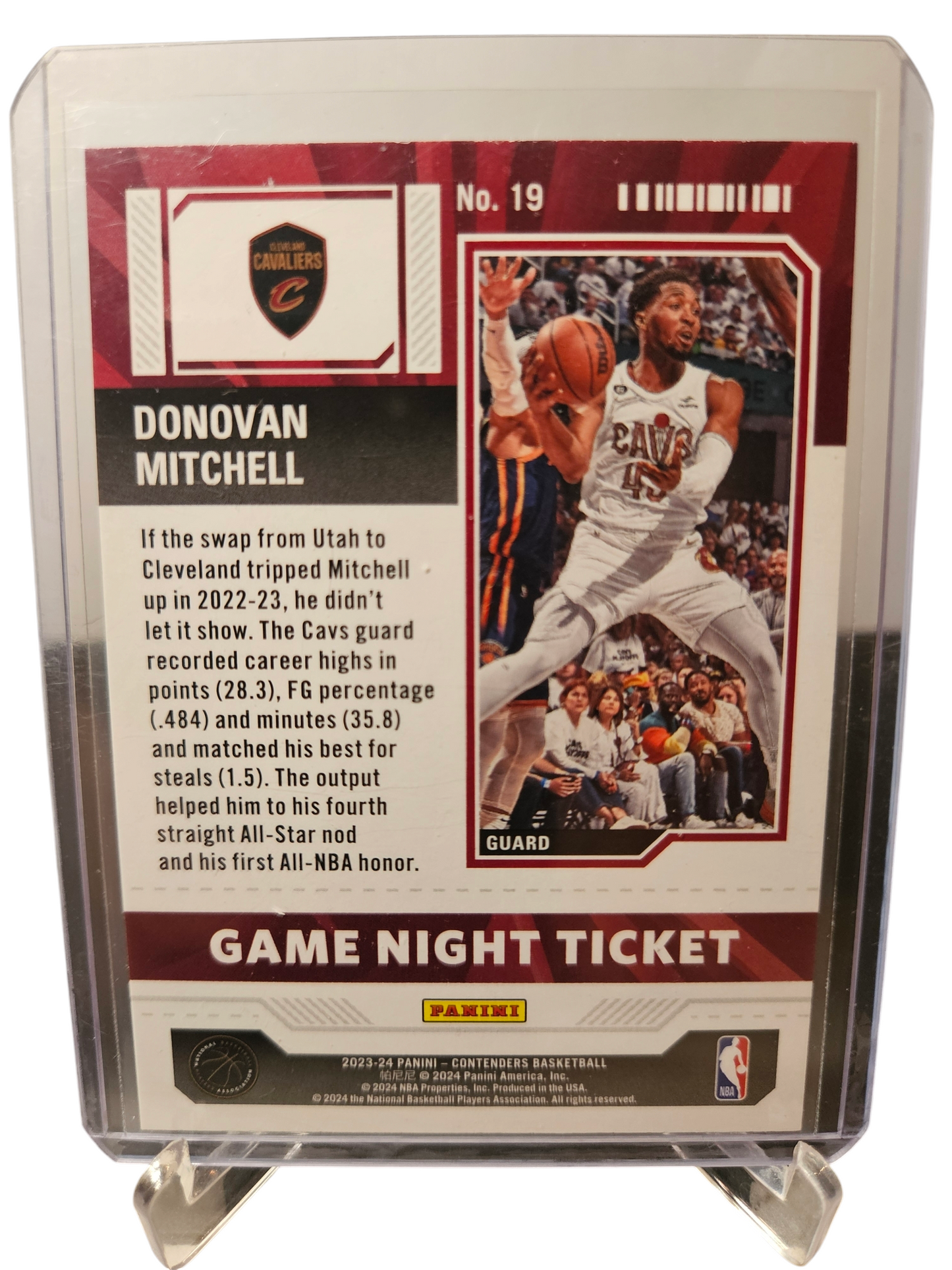 2023-24 Panini Contenders #19 Donovan Mitchell Game Night Ticket