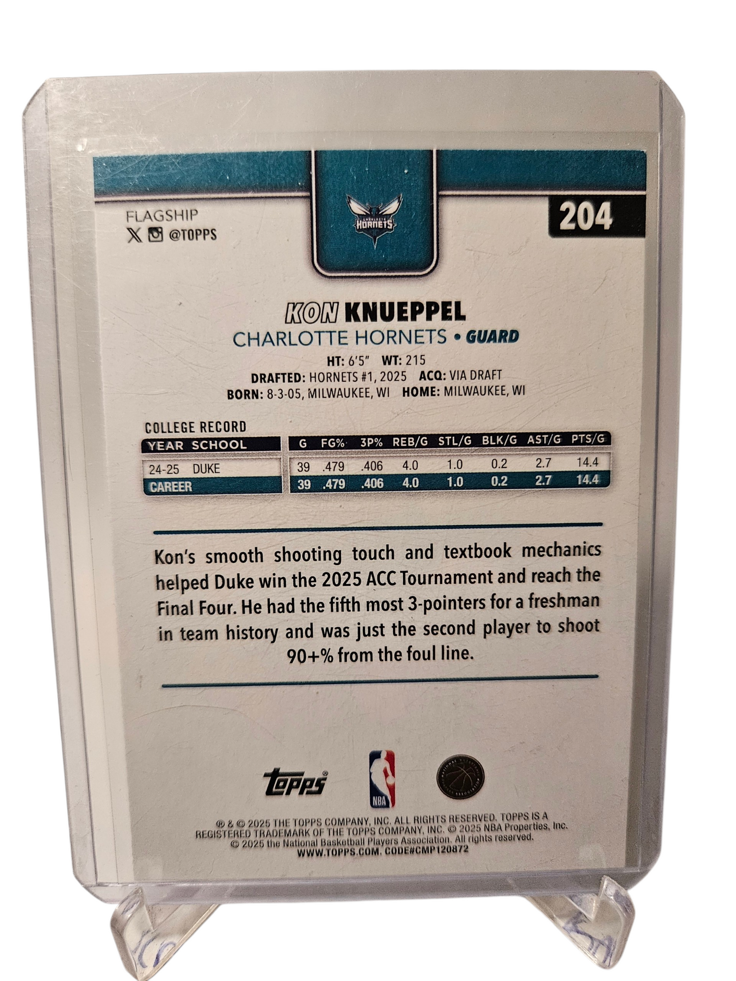 2025 Topps #204 Kon Knueppel Rookie Card