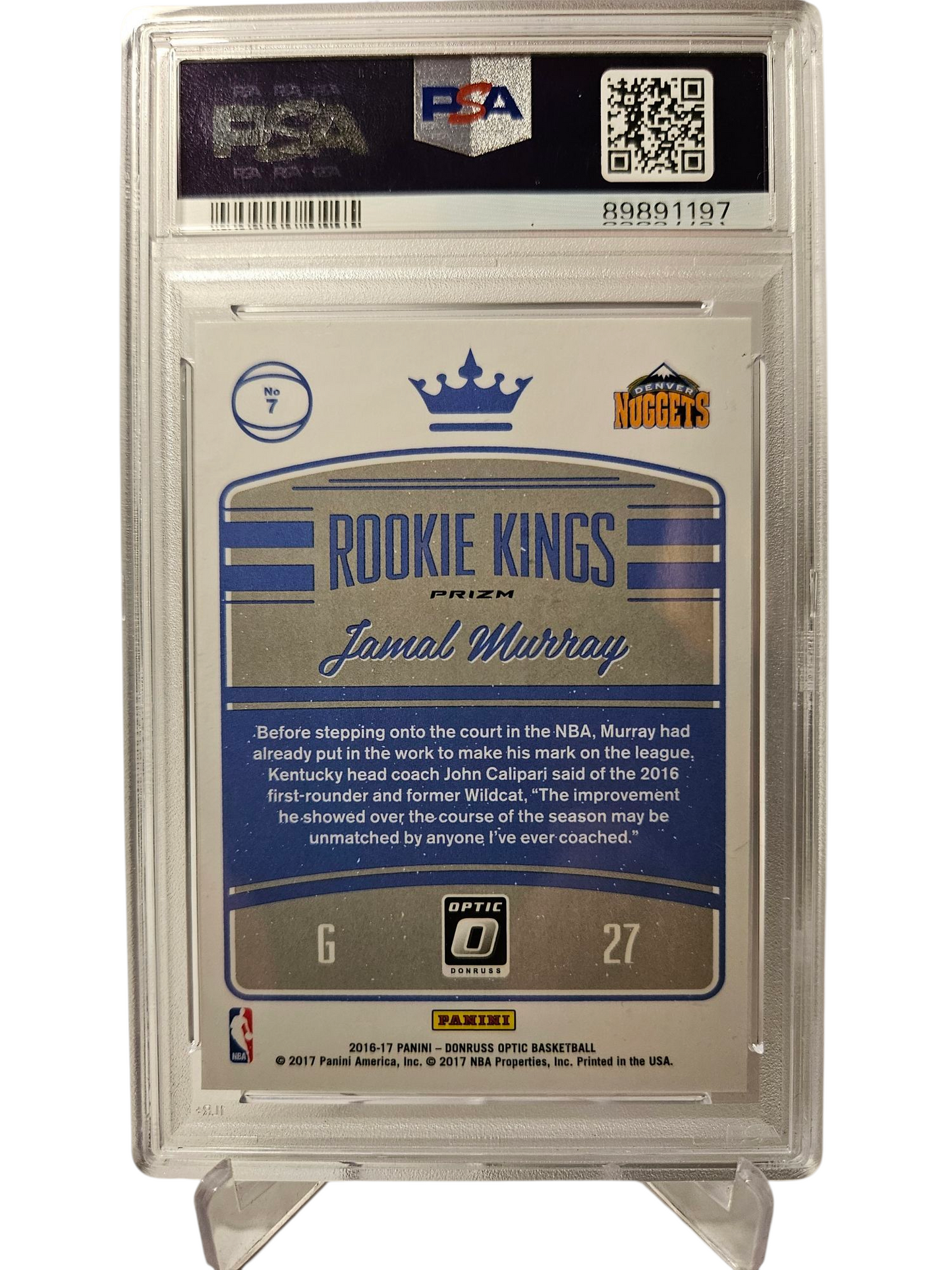 2016 Panini Donruss Optic #7 Jamal Murray Rookie Card Rookie Kings Holo PSA 10