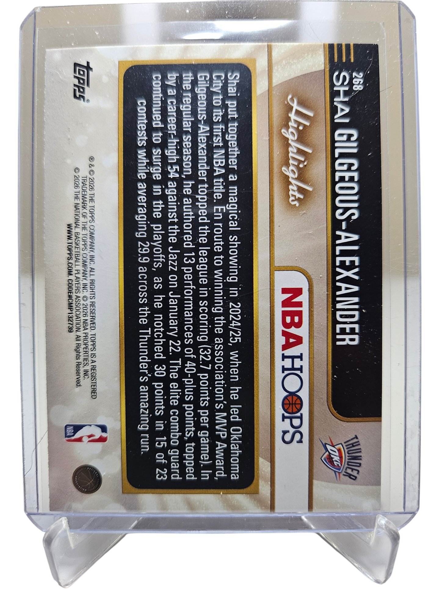 2025-26 Topps Hoops #268 Shai Gilgeous-Alexander Highlights