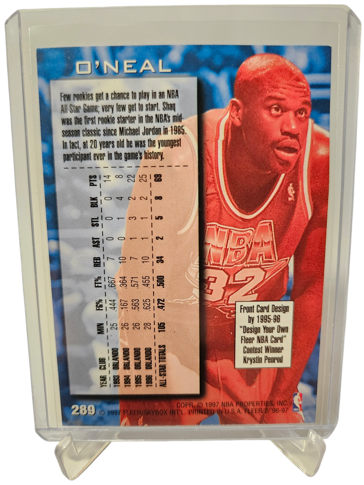 1996-97 Fleer #289 Shaquille O'Neal NBA All-Star Retro 4