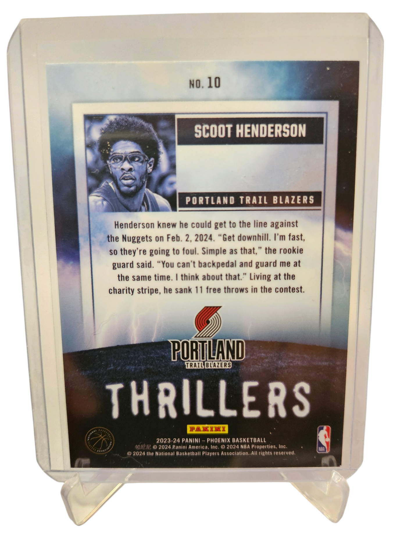 2023-24 Panini Phoenix #10 Scoot Henderson Rookie Card Thrillers