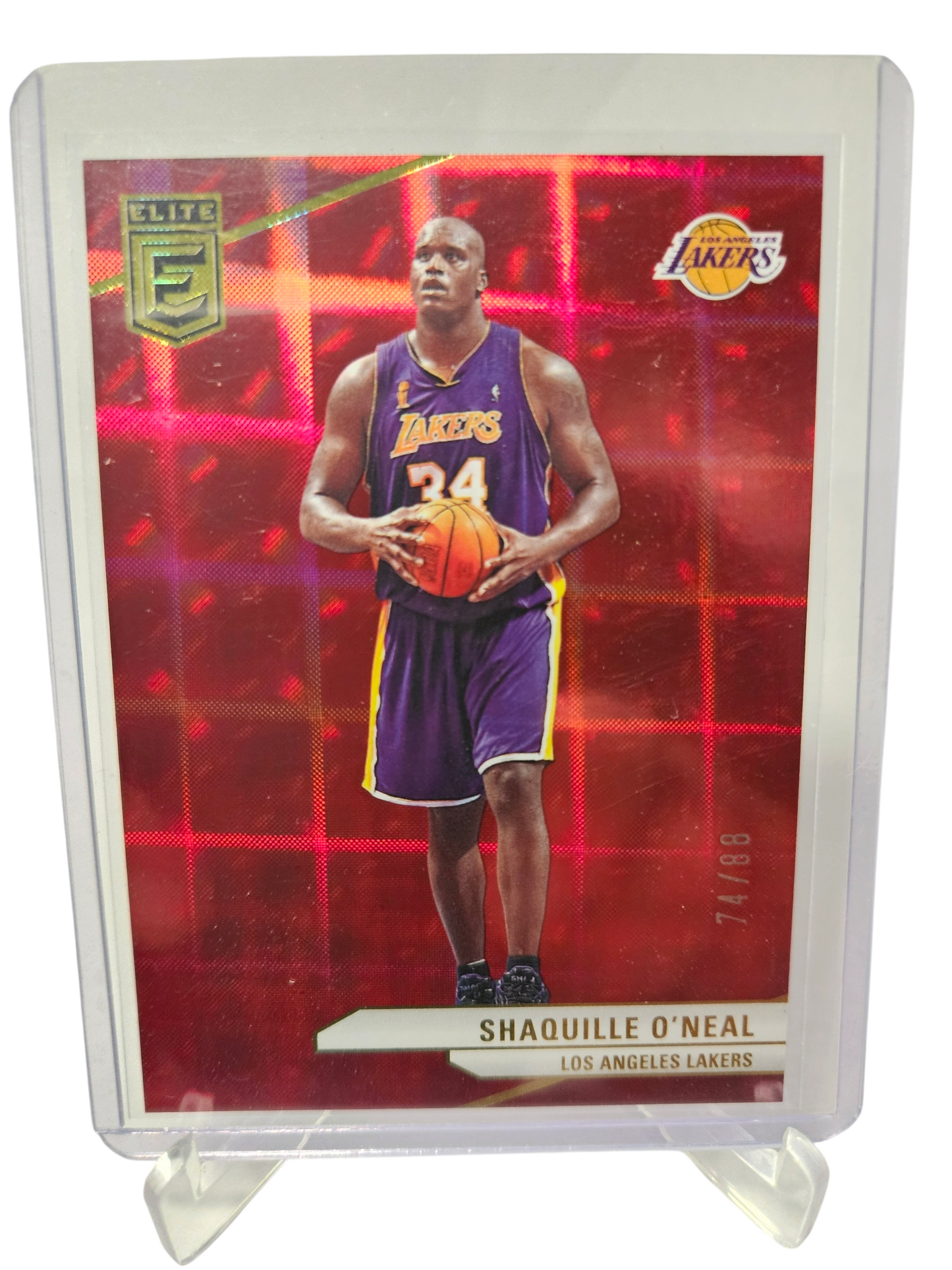 2023-24 Panini Donruss Elite #36 Shaquille O'Neal International Red 74/88
