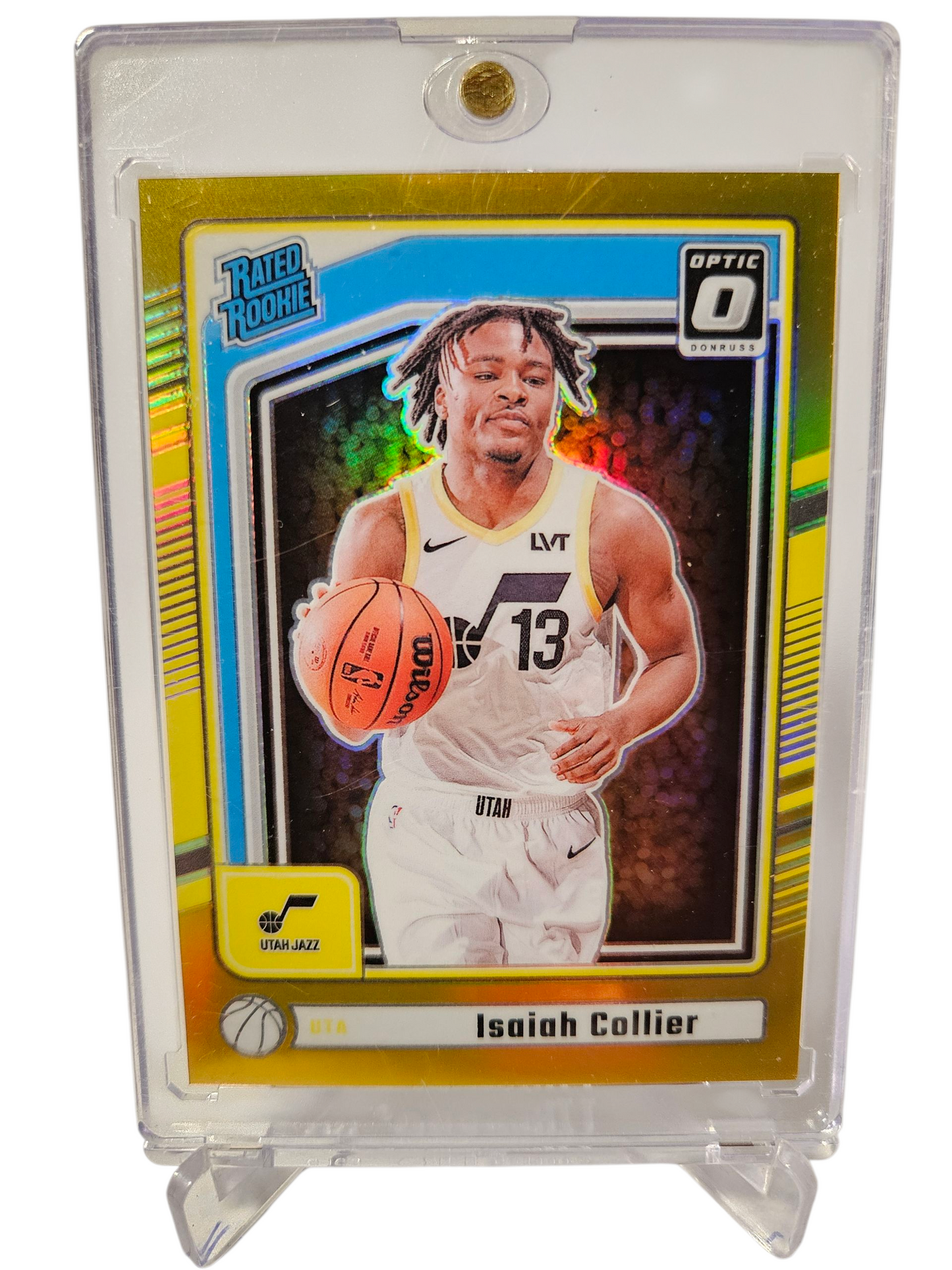 2024-25 Panini Donruss Optic #P-237 Isaiah Collier Rated Rookie Gold Holo 07/10