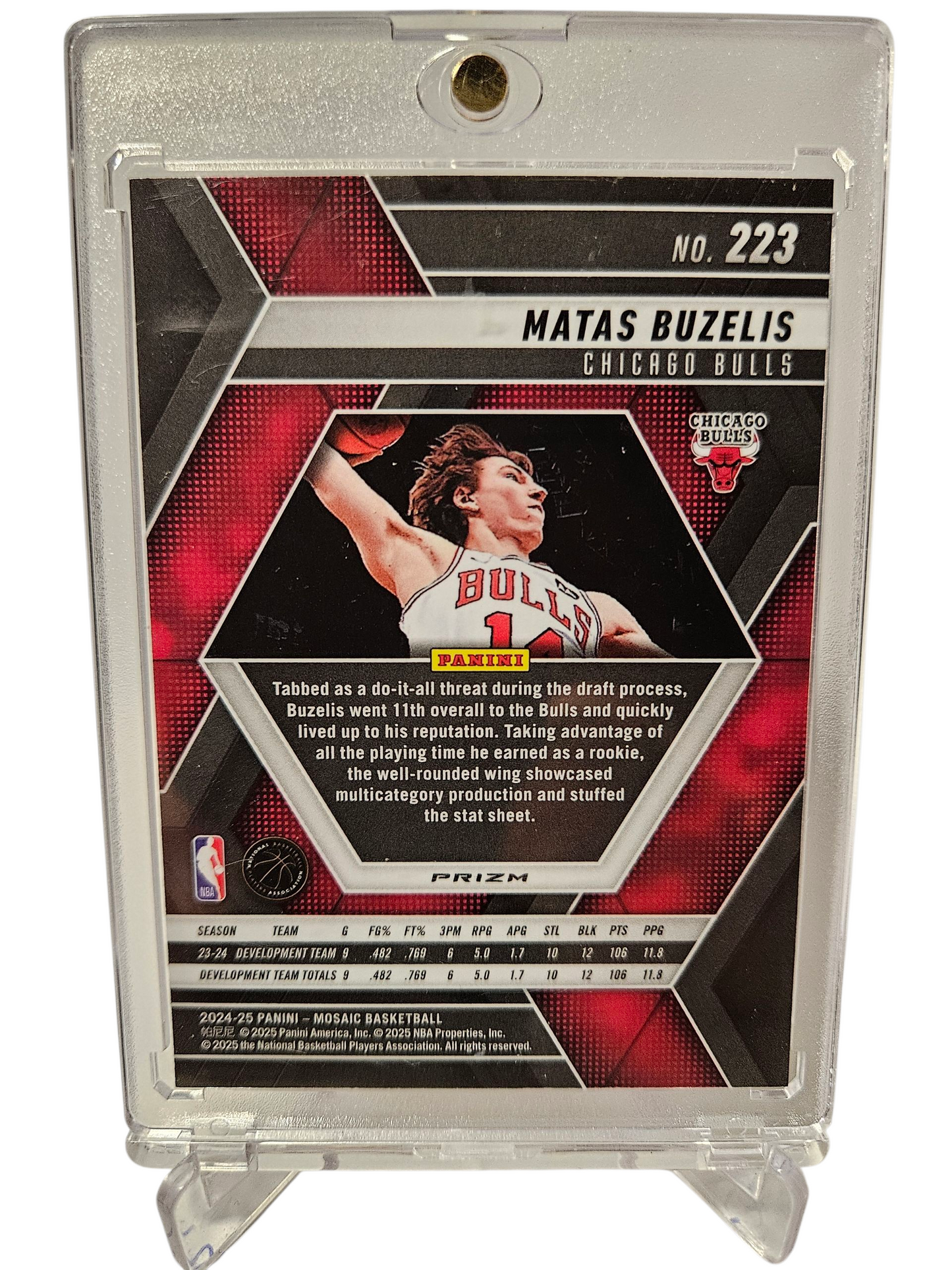 2024-25 Panini Mosaic #223 Matas Buzelis Rookie Card Honeycomb Mosaic Prizm SP