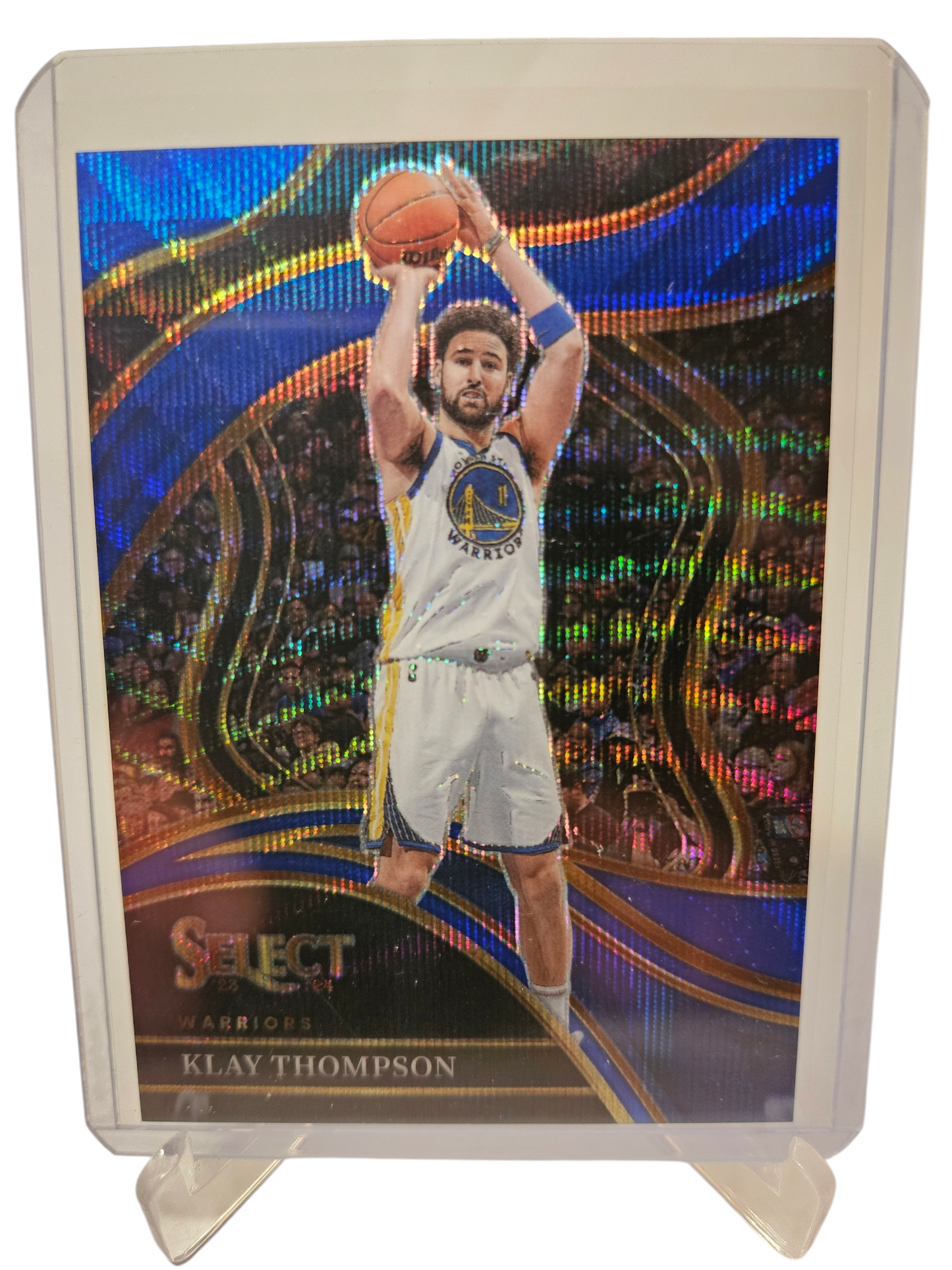 2023-24 Panini Select #203 Klay Thompson Courtside Blue Wave Prizm 64/75