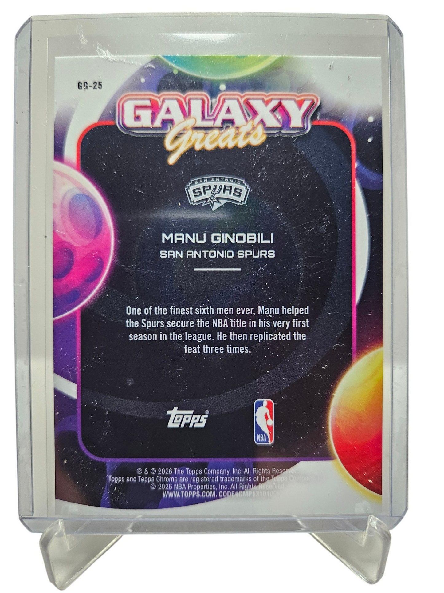 2025-26 Topps Chrome Cosmic #GG-25 Manu Ginobili Galaxy Greats Aqua Etch 149/199
