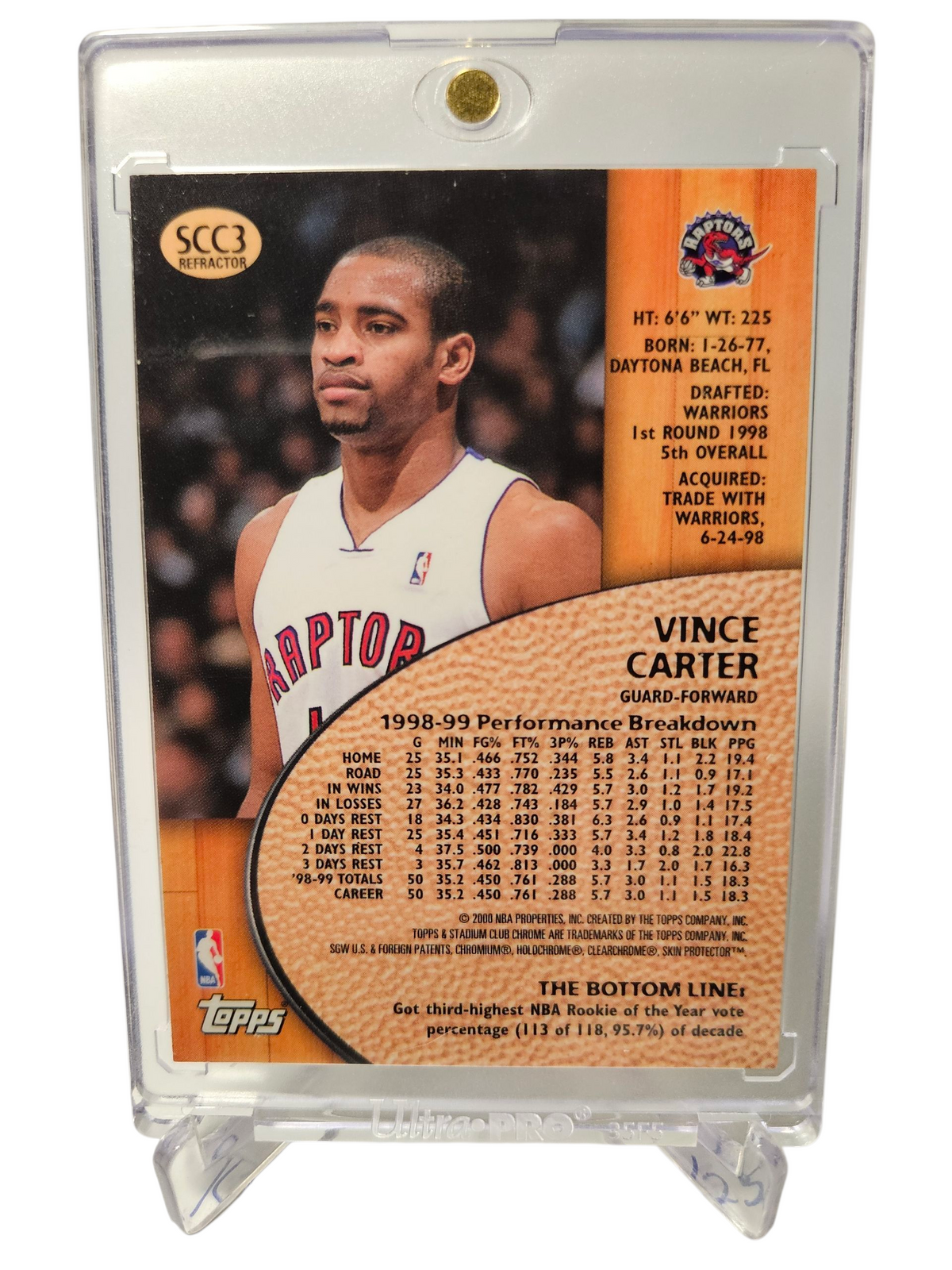 1999-2000 Topps Chrome #SCC3 Vince Carter Stadium Club Chrome Refractor